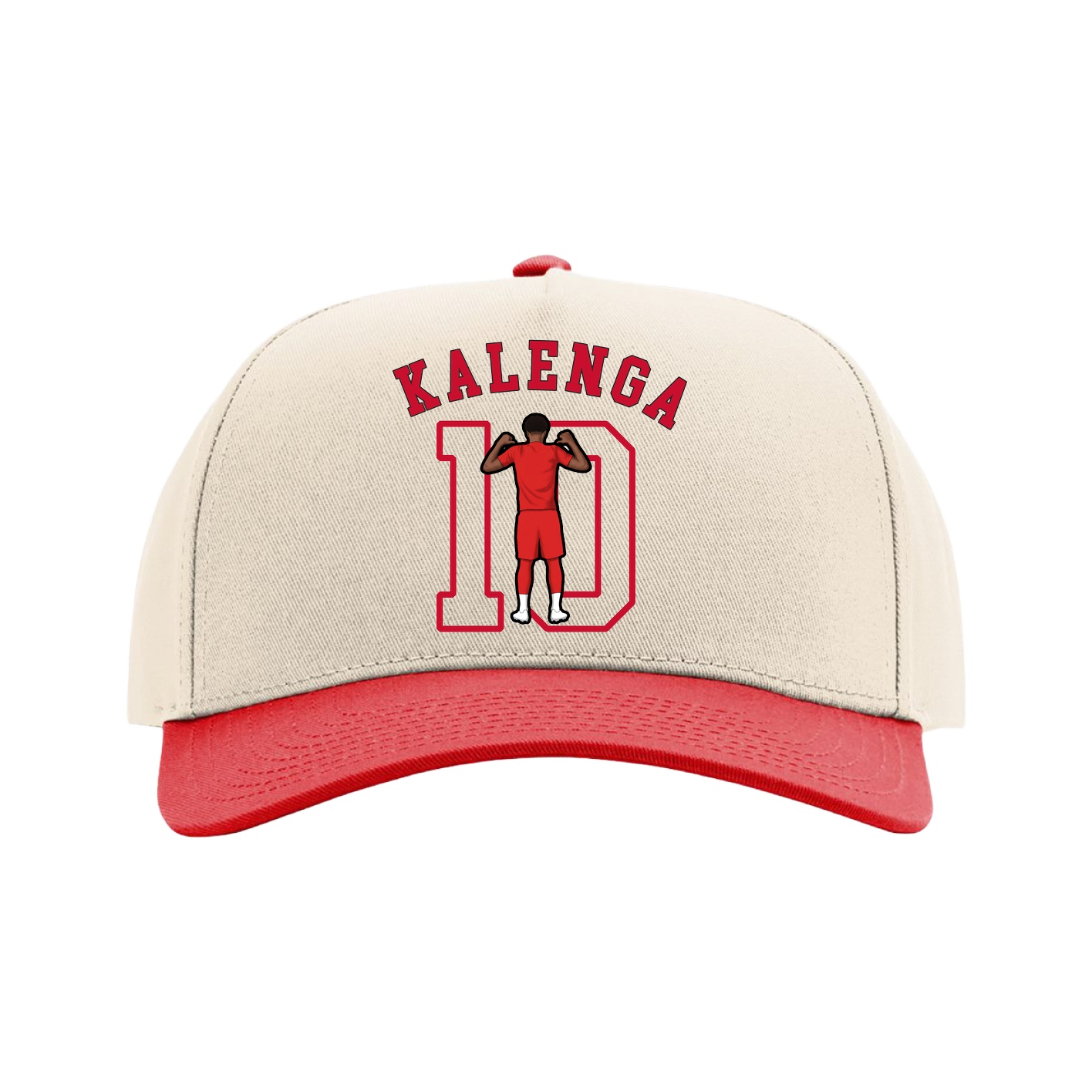 Full Fabric Five-Panel Champ Cap — Shirsey Arch in Cream/Red