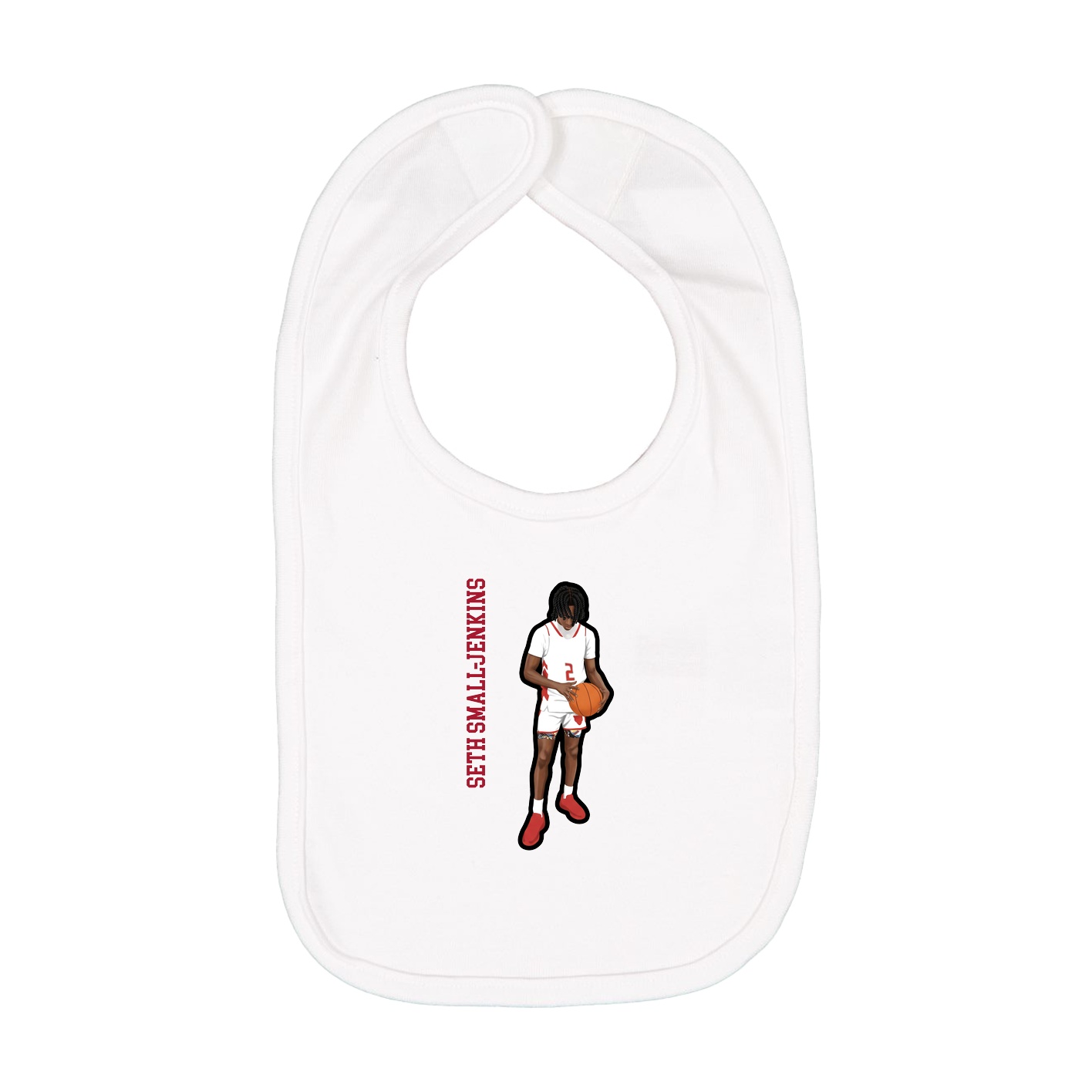 Infant Bib — Name Vertical in White