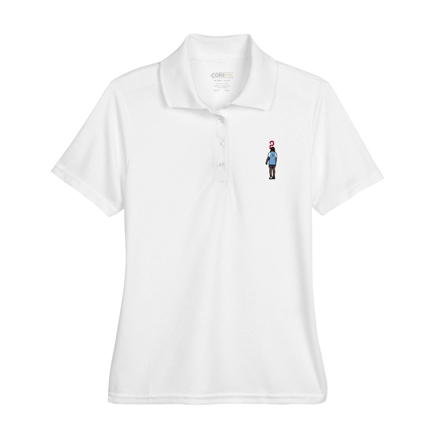 Womens Performance Polo — Number Top in White