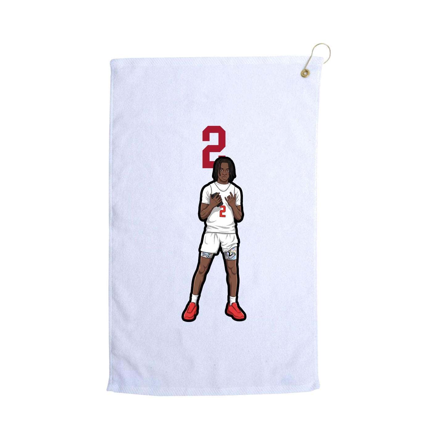 Golf Towel — Number Top in White