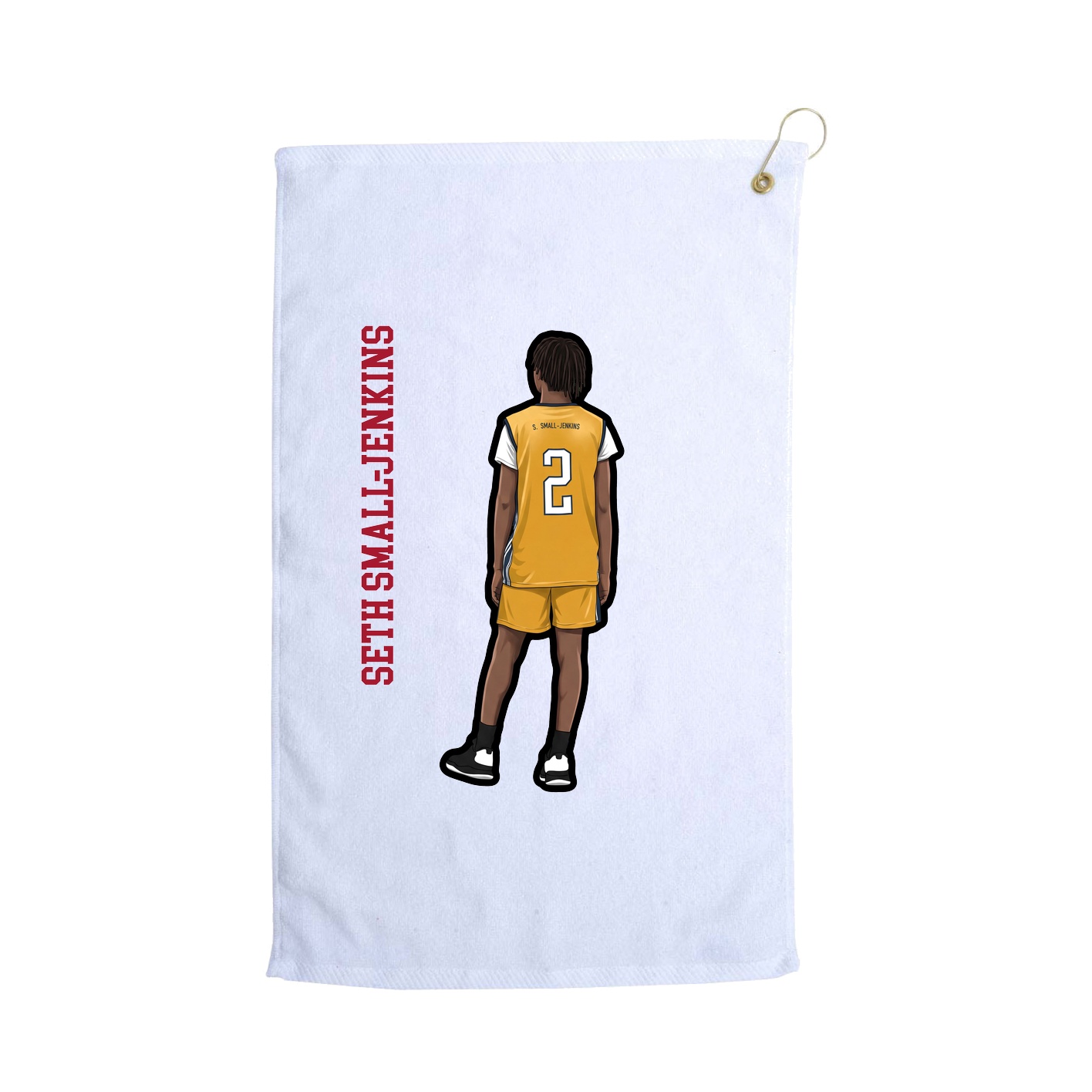Golf Towel — Name Vertical in White