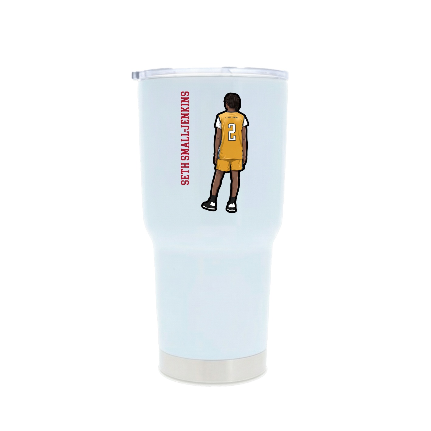 30oz Stainless Steel Tumbler — Name Vertical in White
