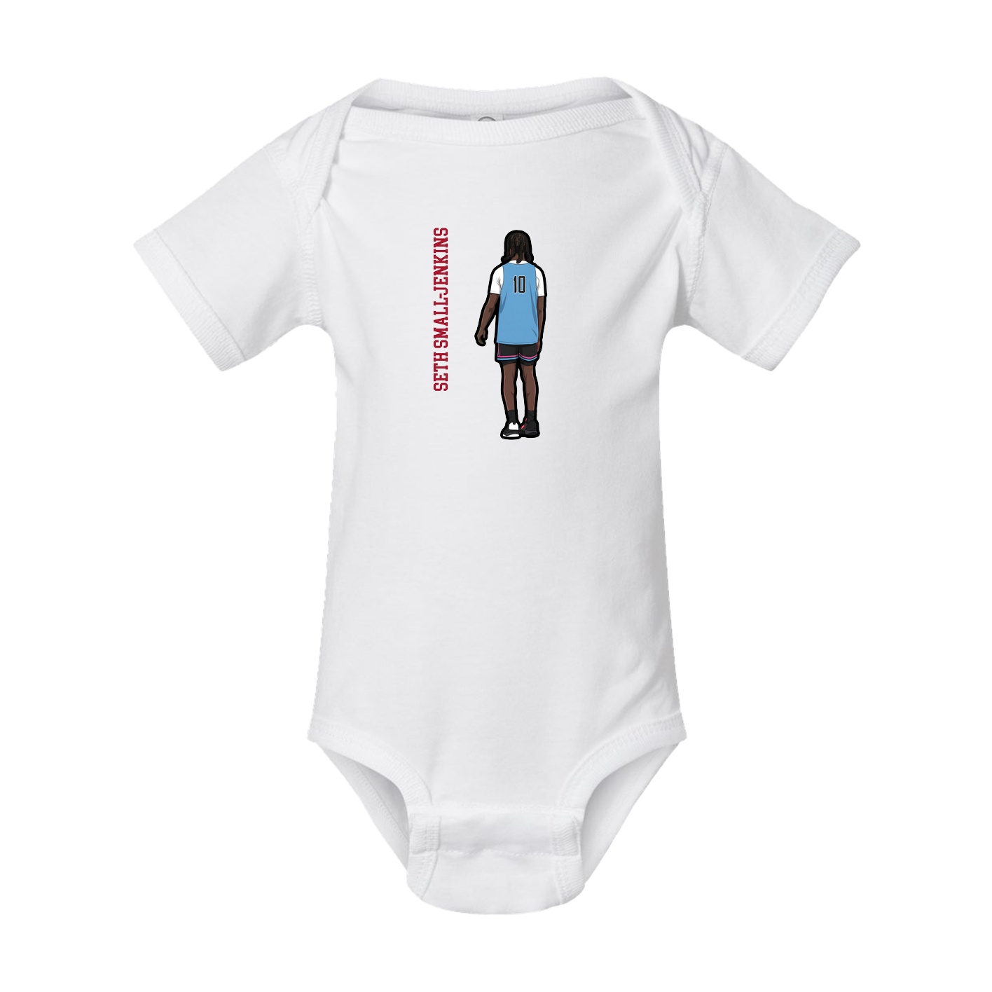 Baby Onesie — Name Vertical in White