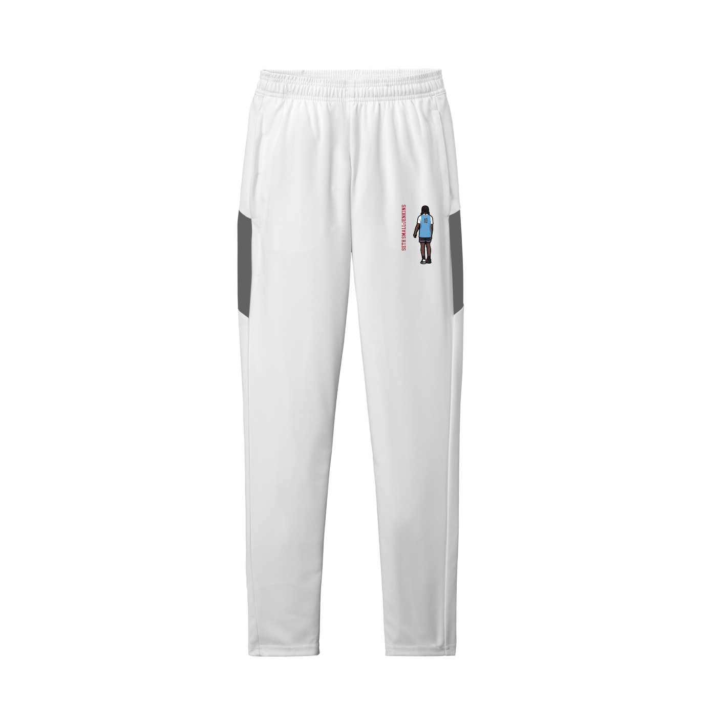 Team Travel Pant — Name Vertical in White/Grey