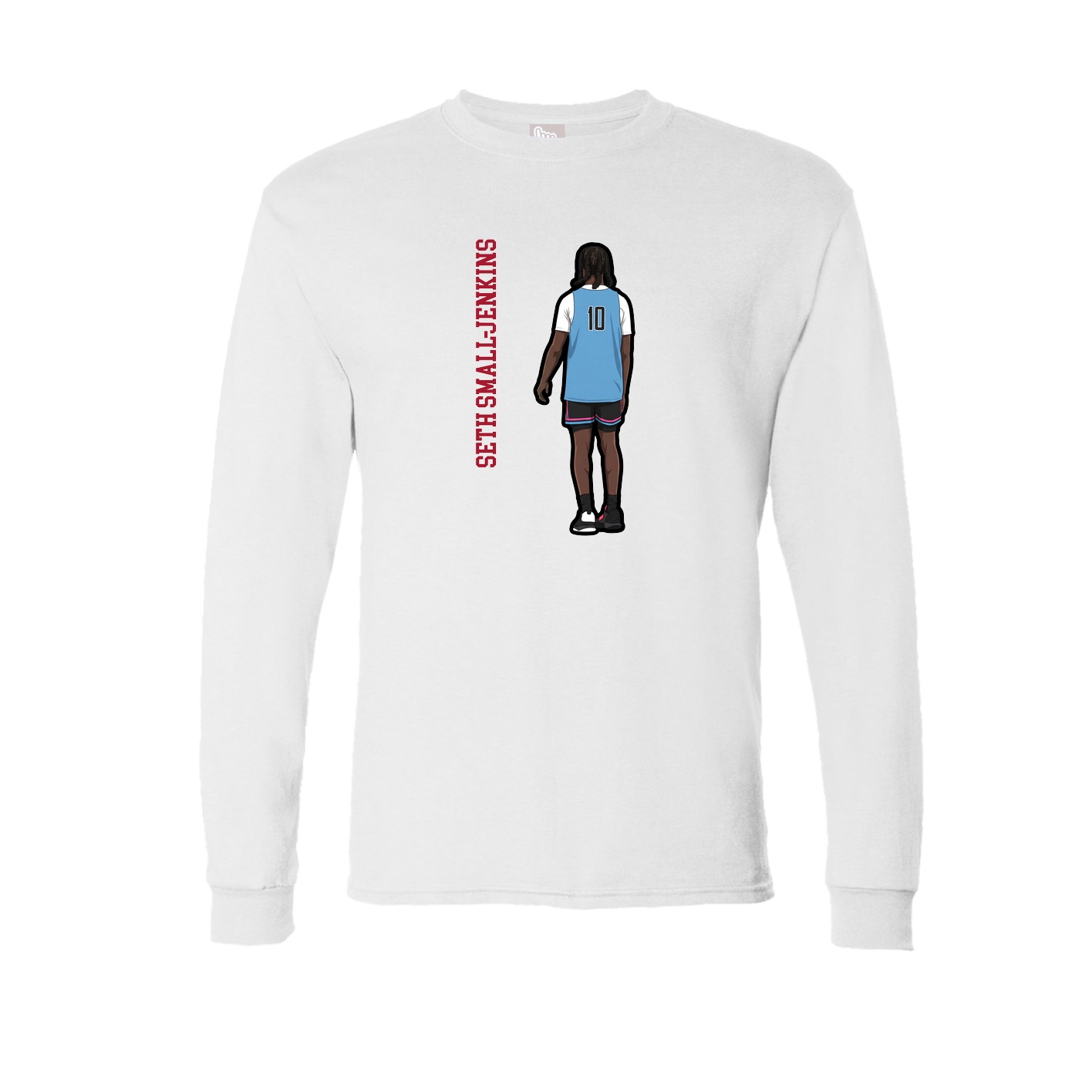 Long Sleeve Tee — Name Vertical in White