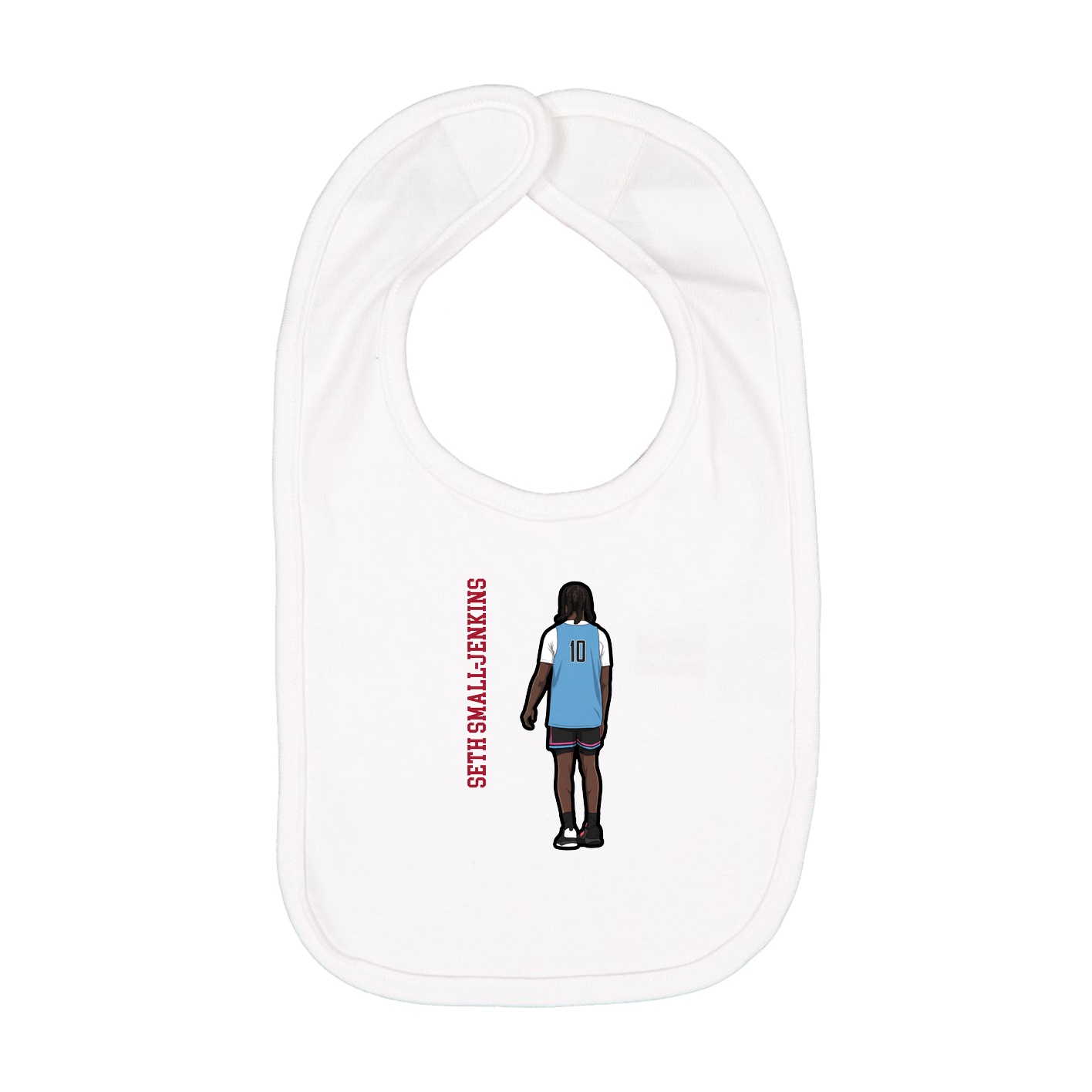 Infant Bib — Name Vertical in White