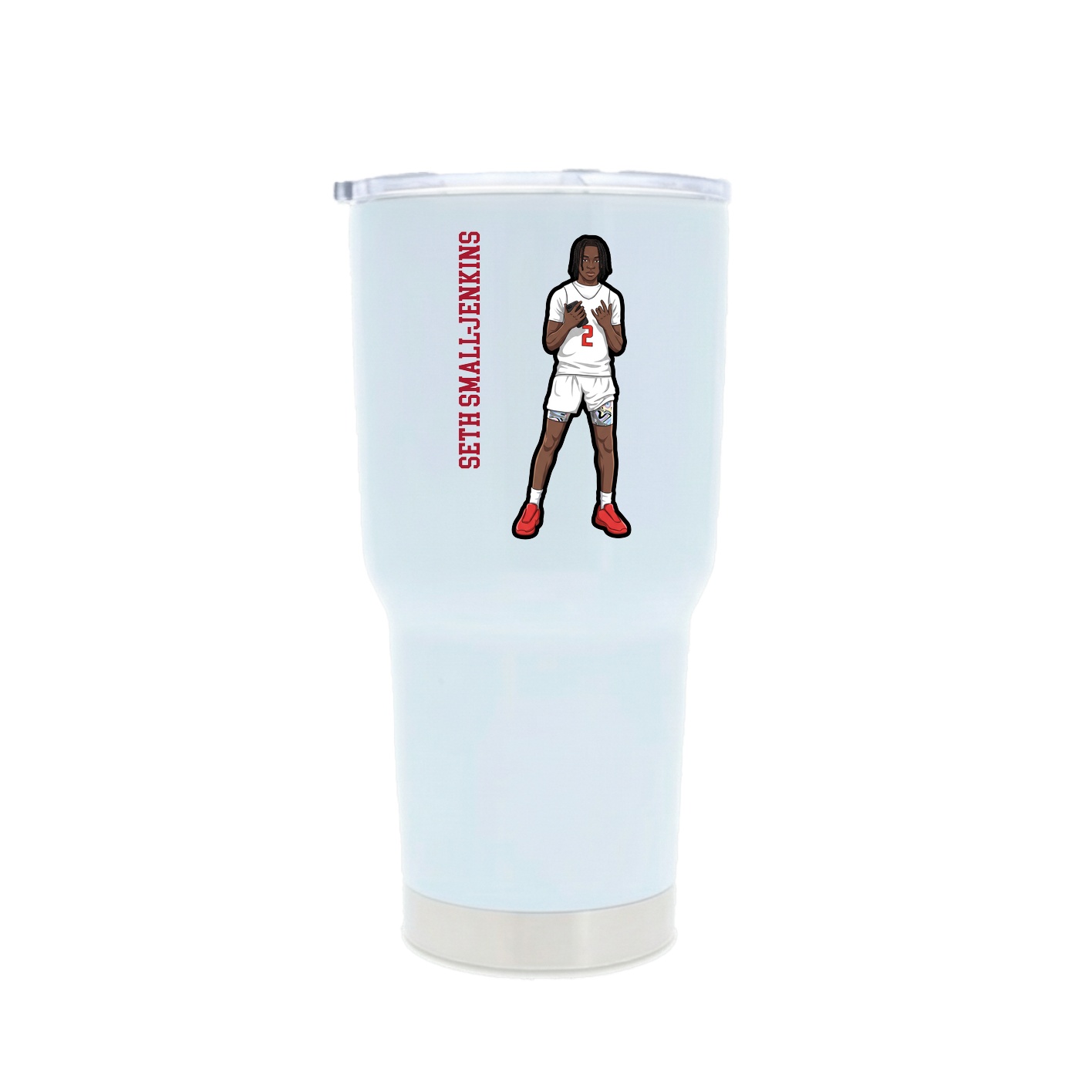 30oz Stainless Steel Tumbler — Name Vertical in White