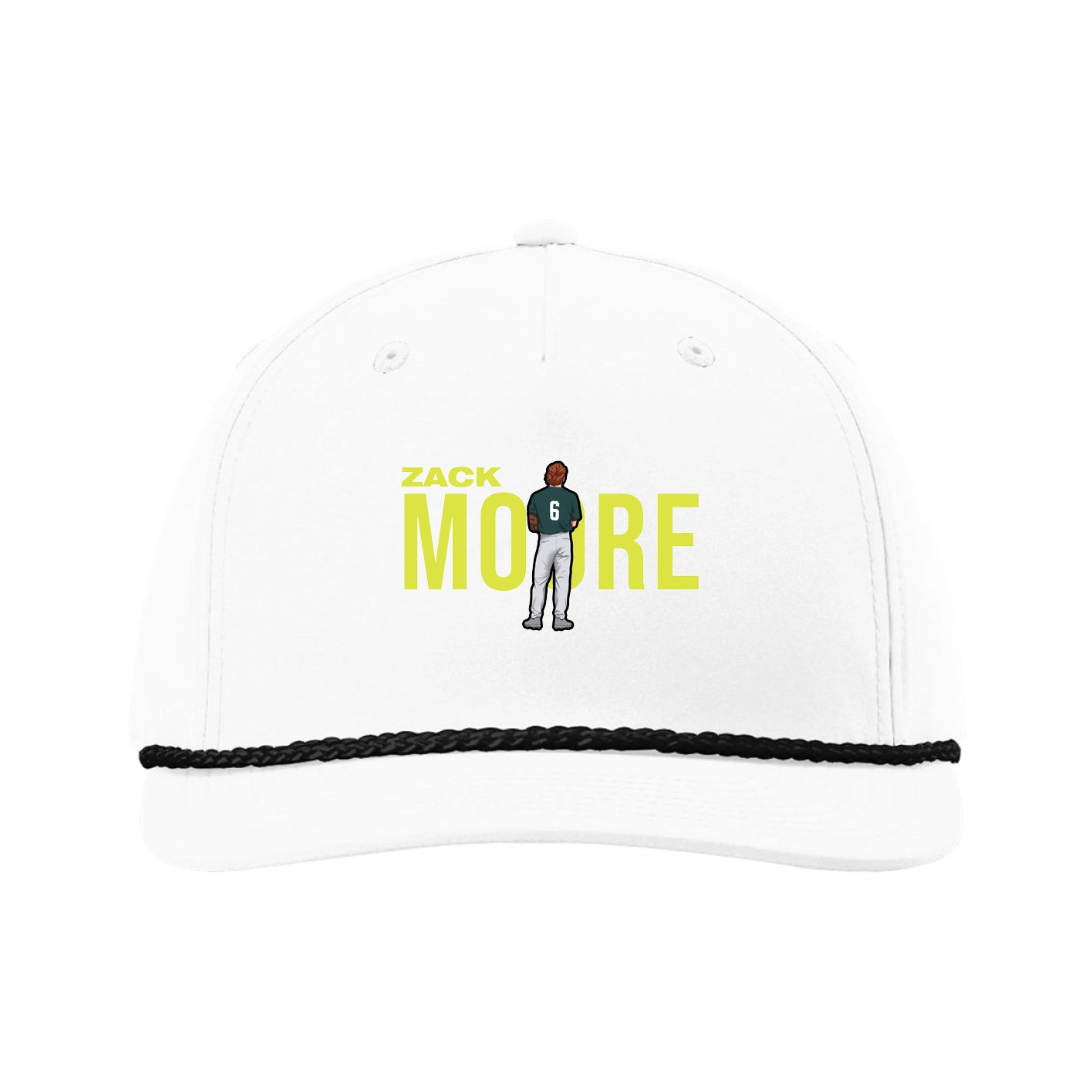 Five-Panel Classic Rope Cap — Player Name in White