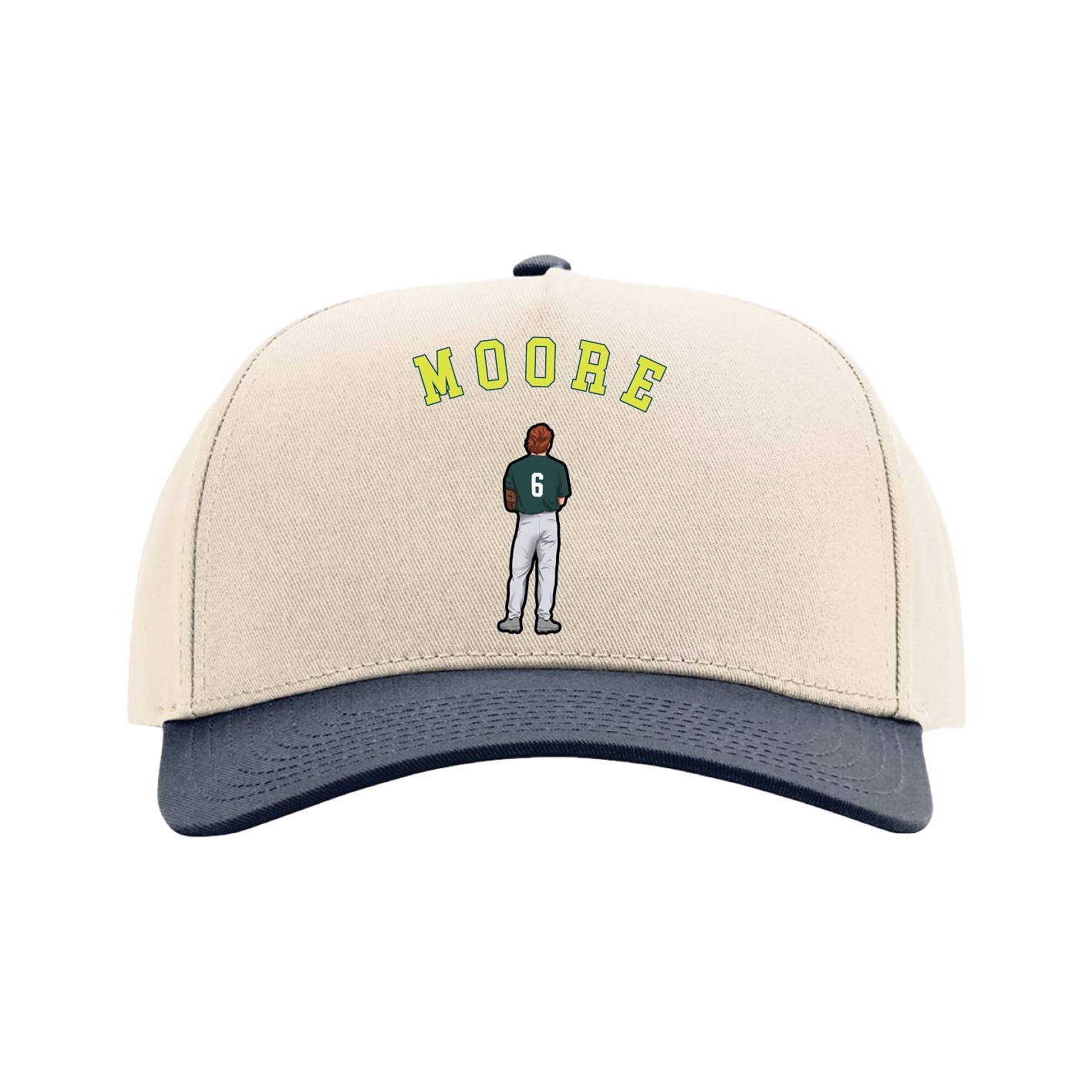 Full Fabric Five-Panel Champ Cap — Shirsey Arch in Cream/Navy