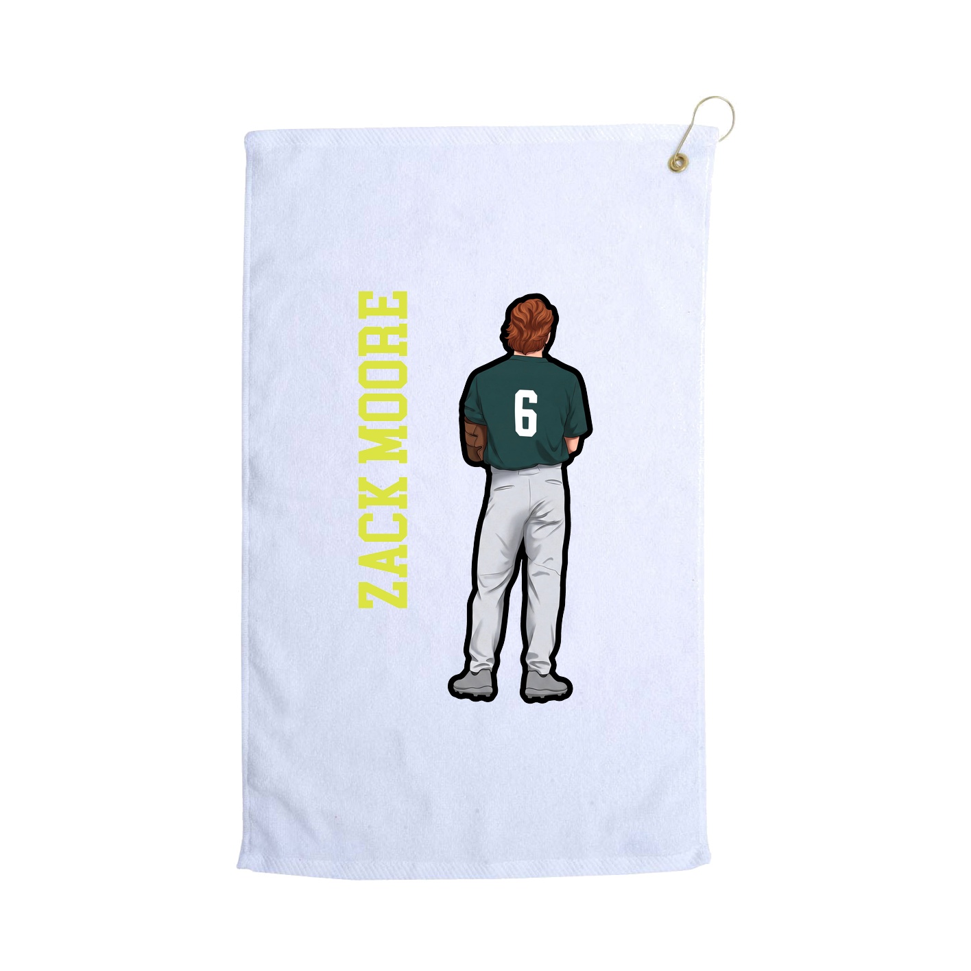 Golf Towel — Name Vertical in White