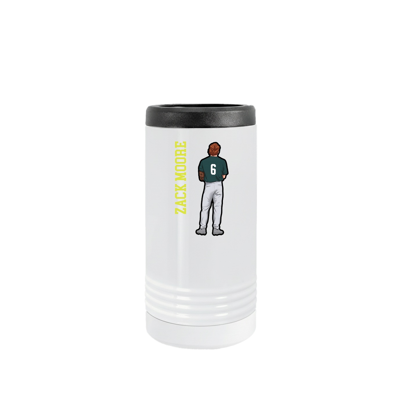 Slim Beverage Holder — Name Vertical in White