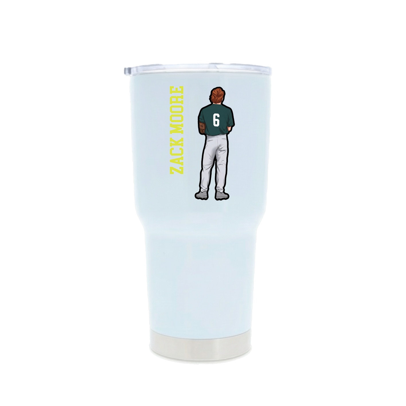 30oz Stainless Steel Tumbler — Name Vertical in White
