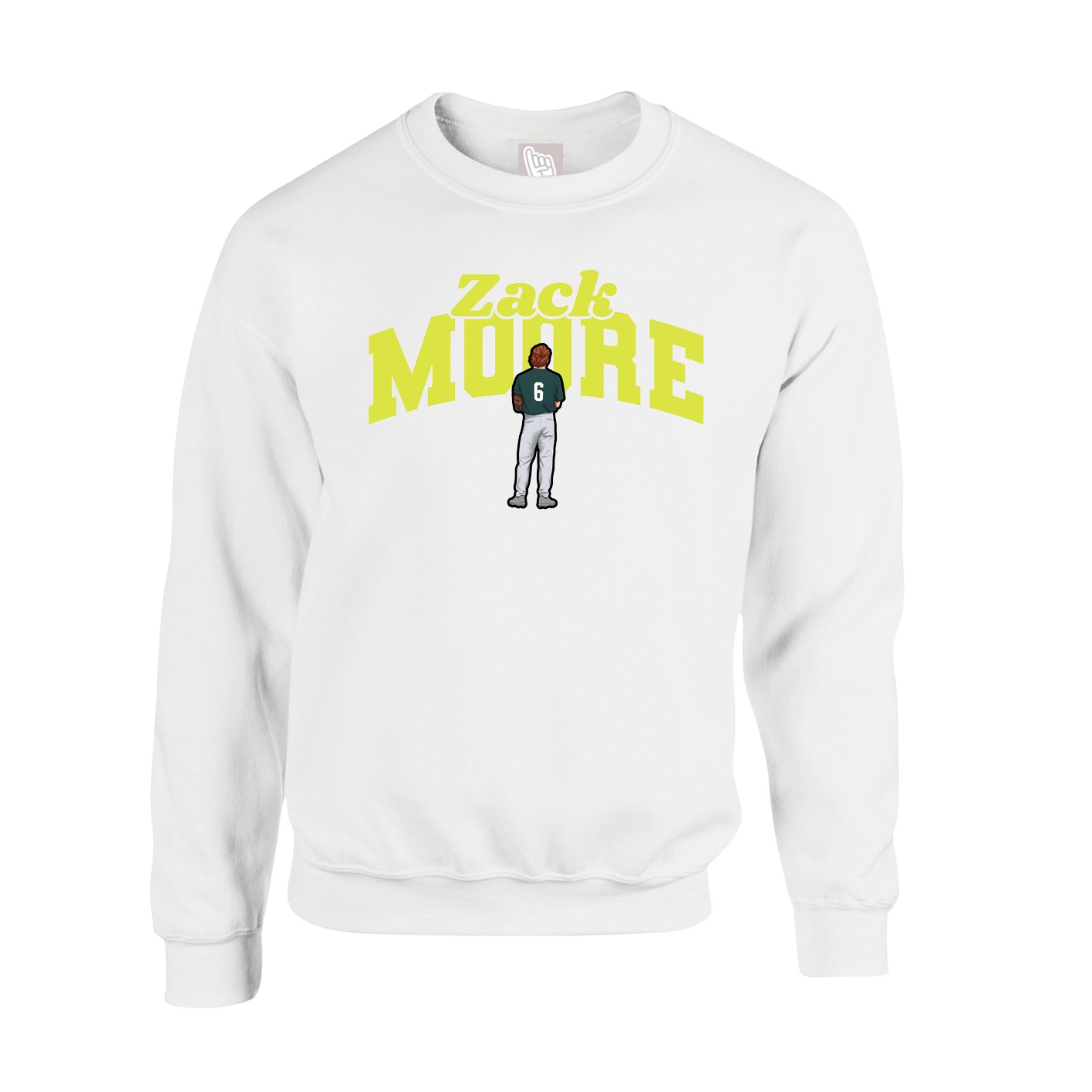 Fleece Crew — Signature Arch in White