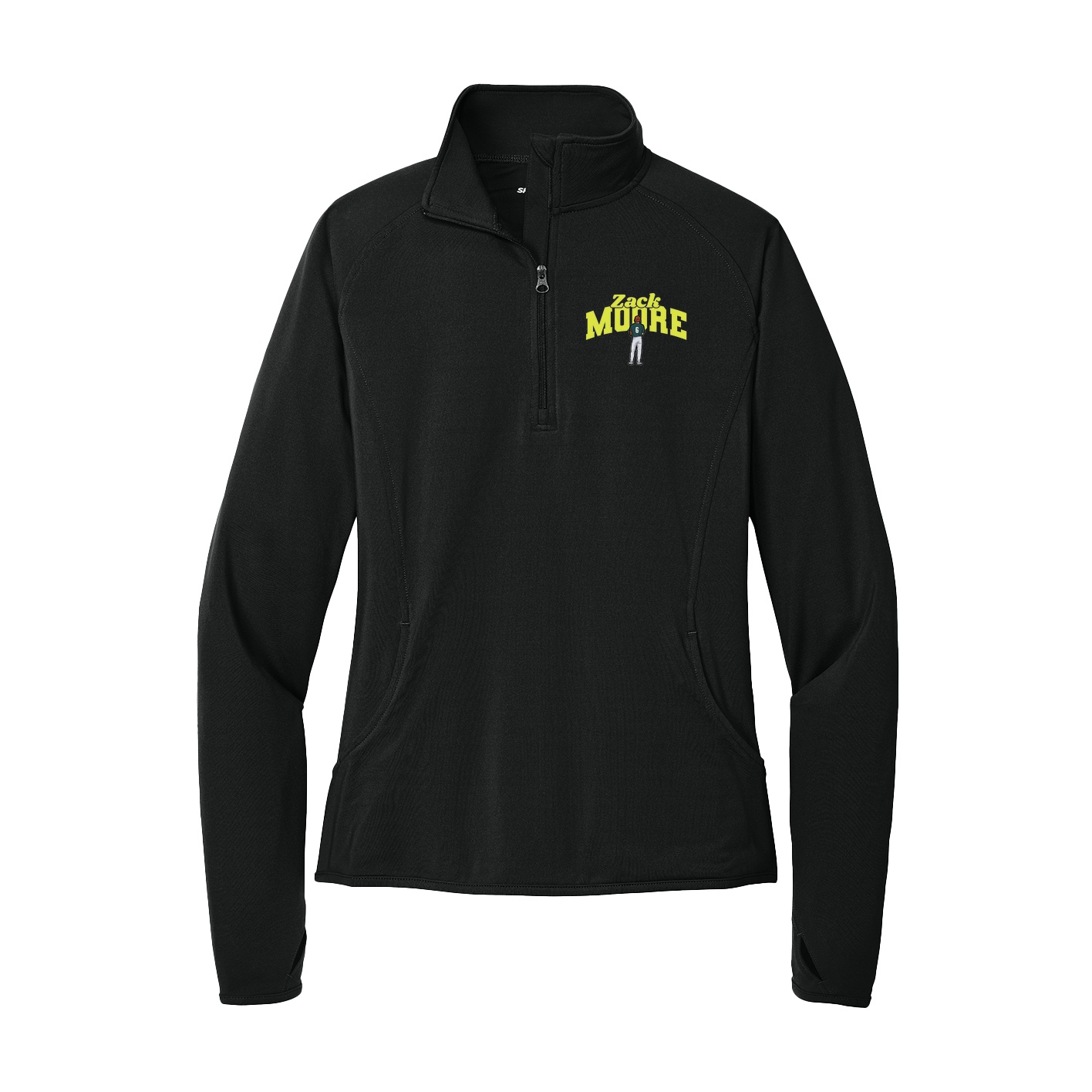 Women's Q-Zip Pullover — Signature Arch in Black