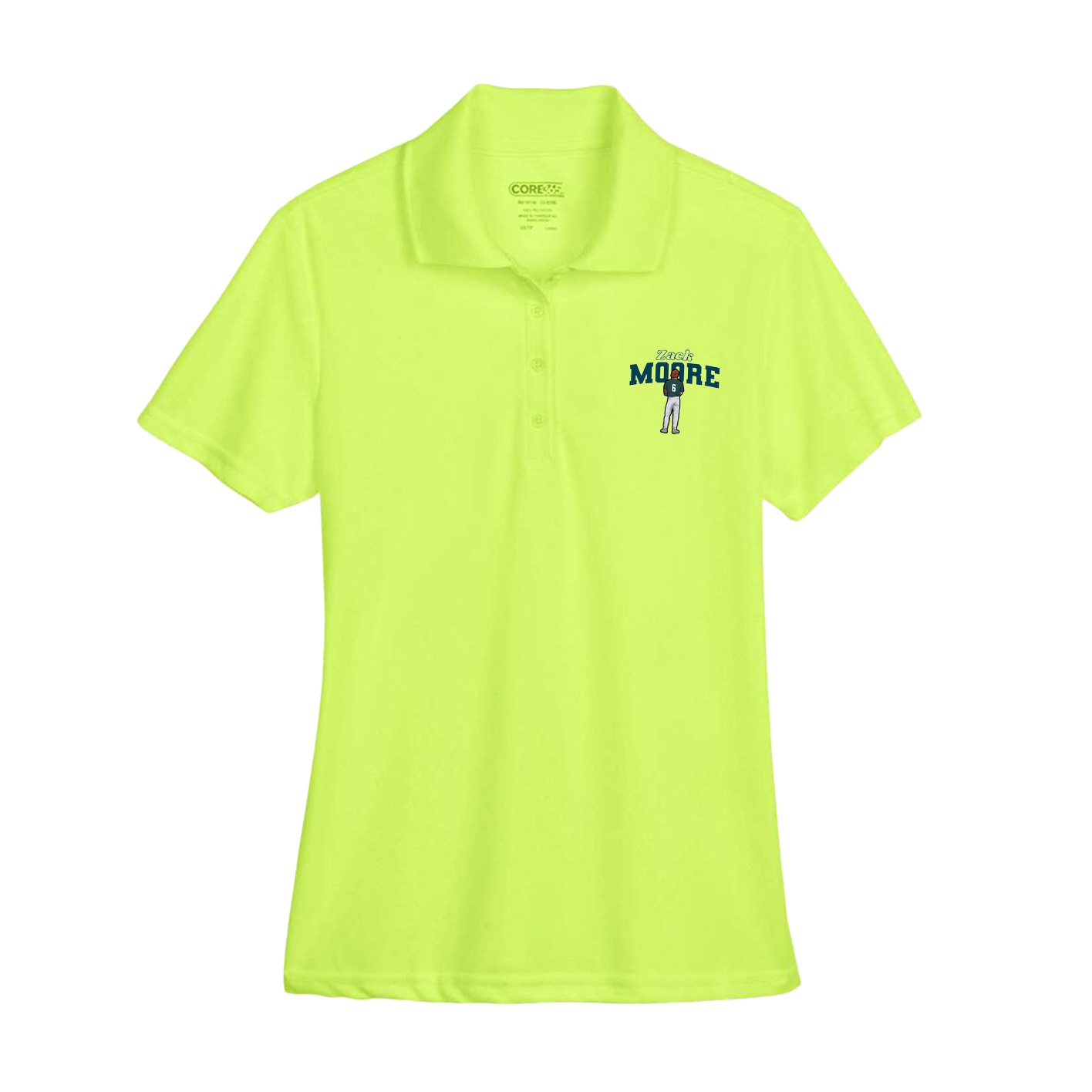 Womens Performance Polo — Name Arch in Yellow