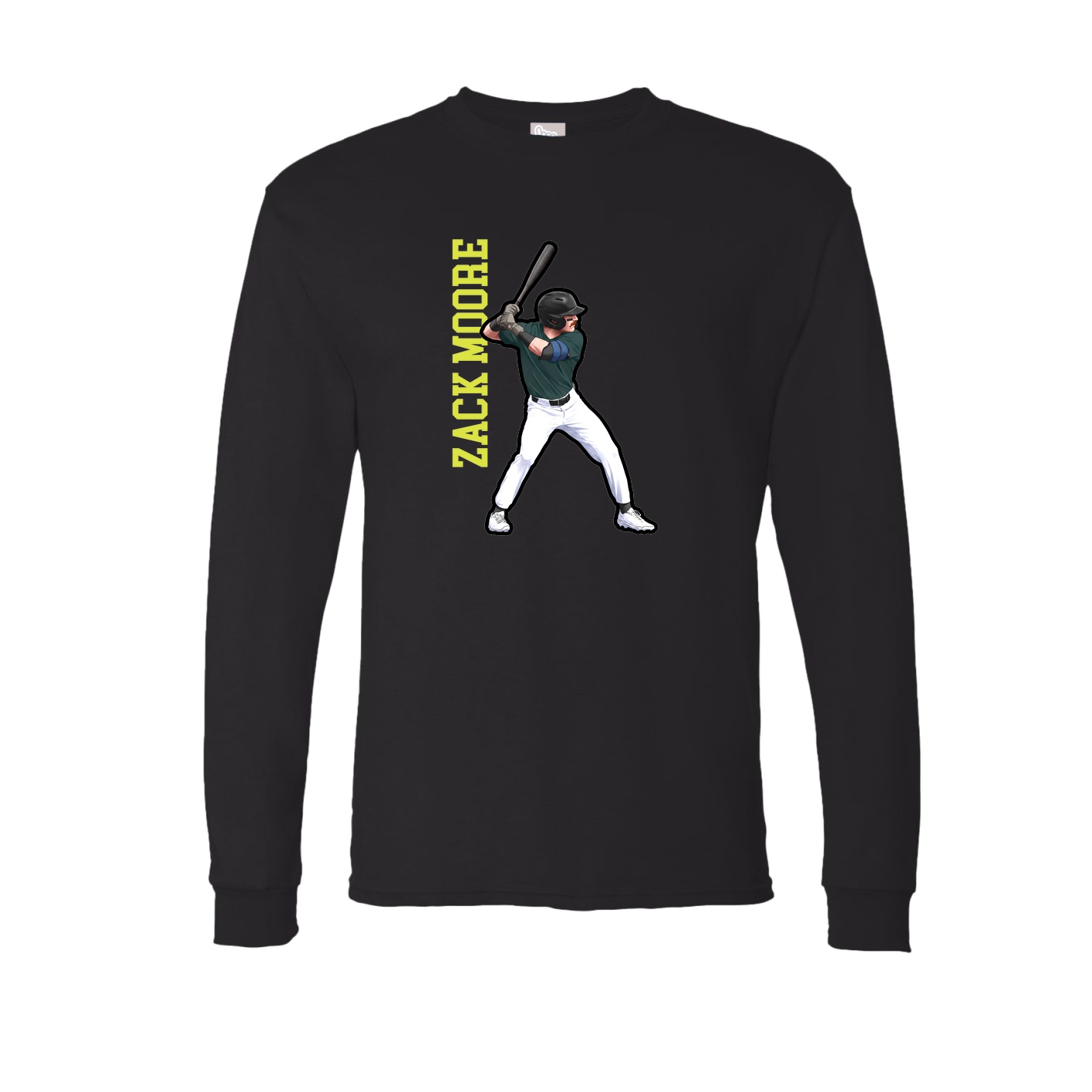 Long Sleeve Tee — Name Vertical in Black