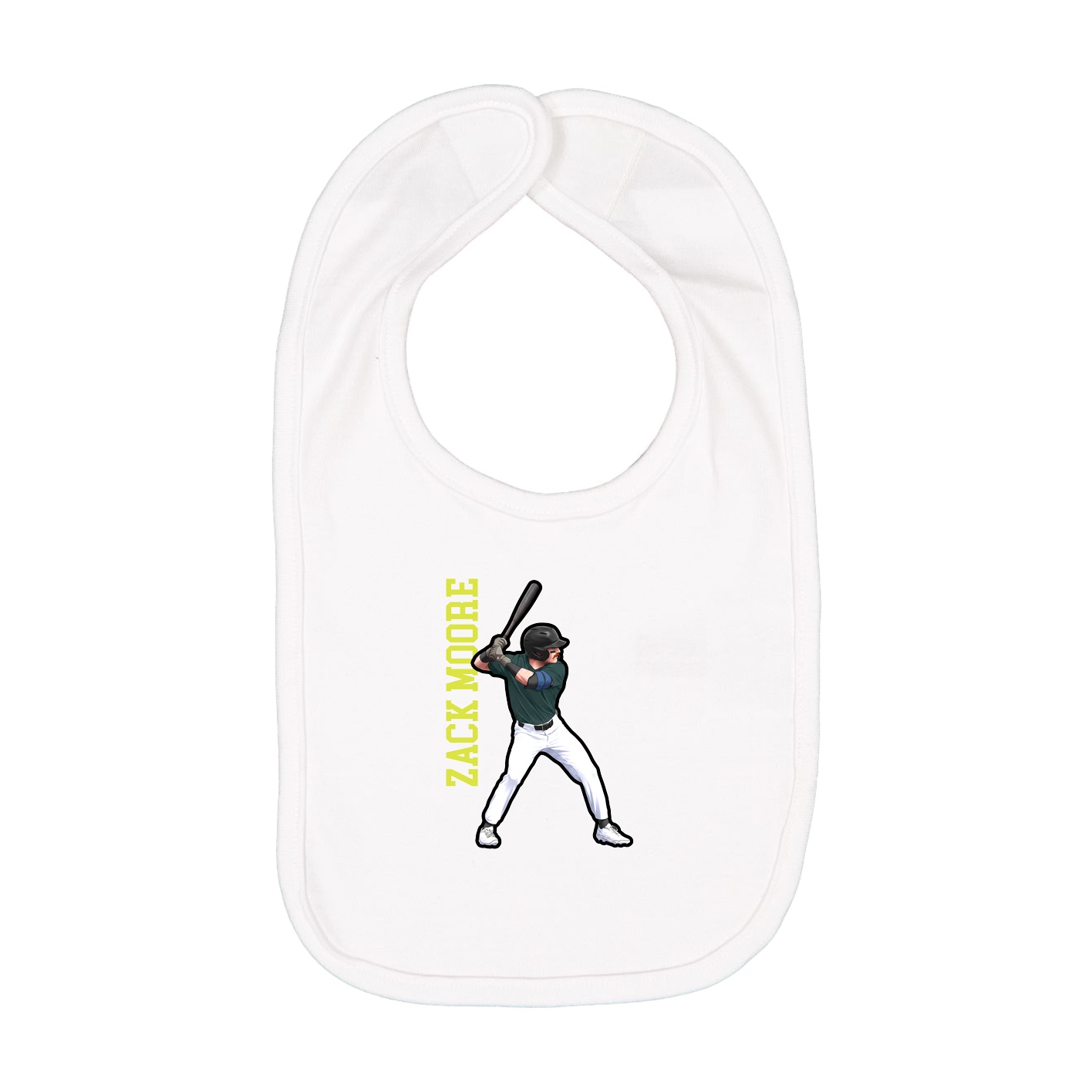 Infant Bib — Name Vertical in White