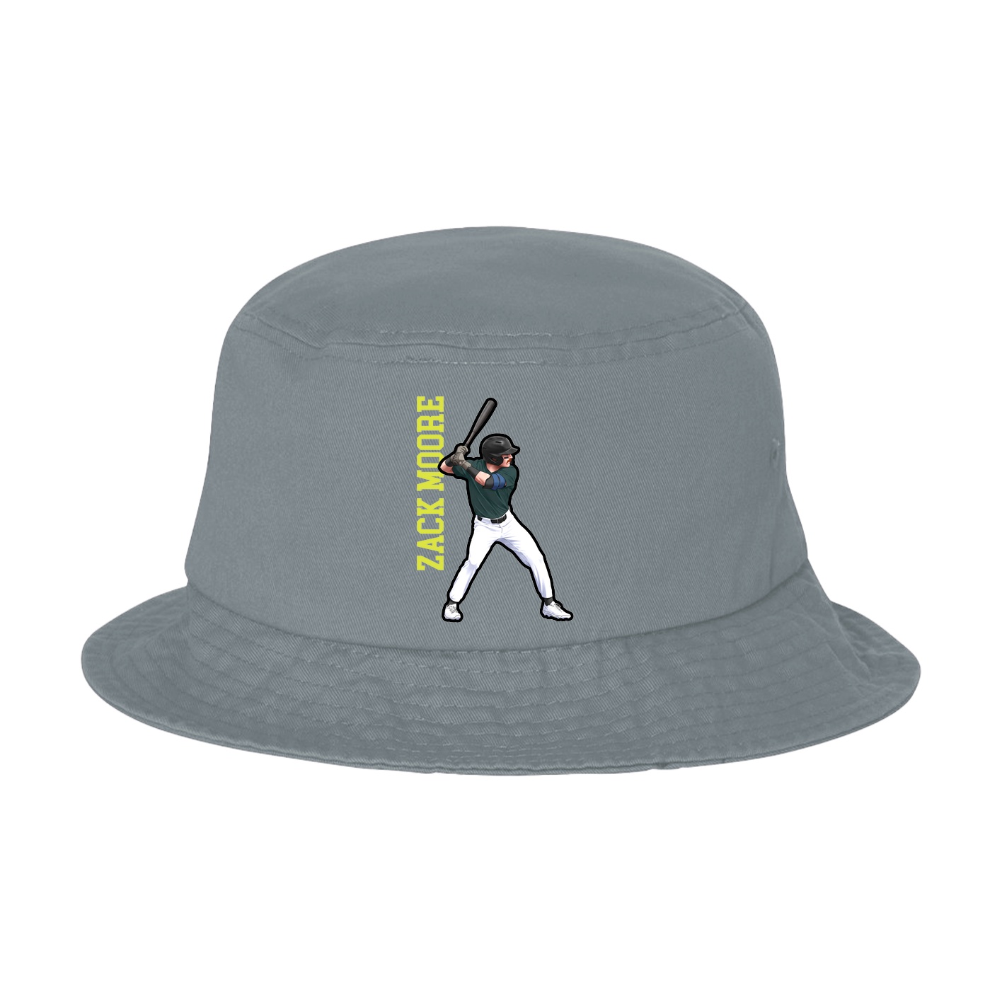 Bucket Cap — Name Vertical in Grey