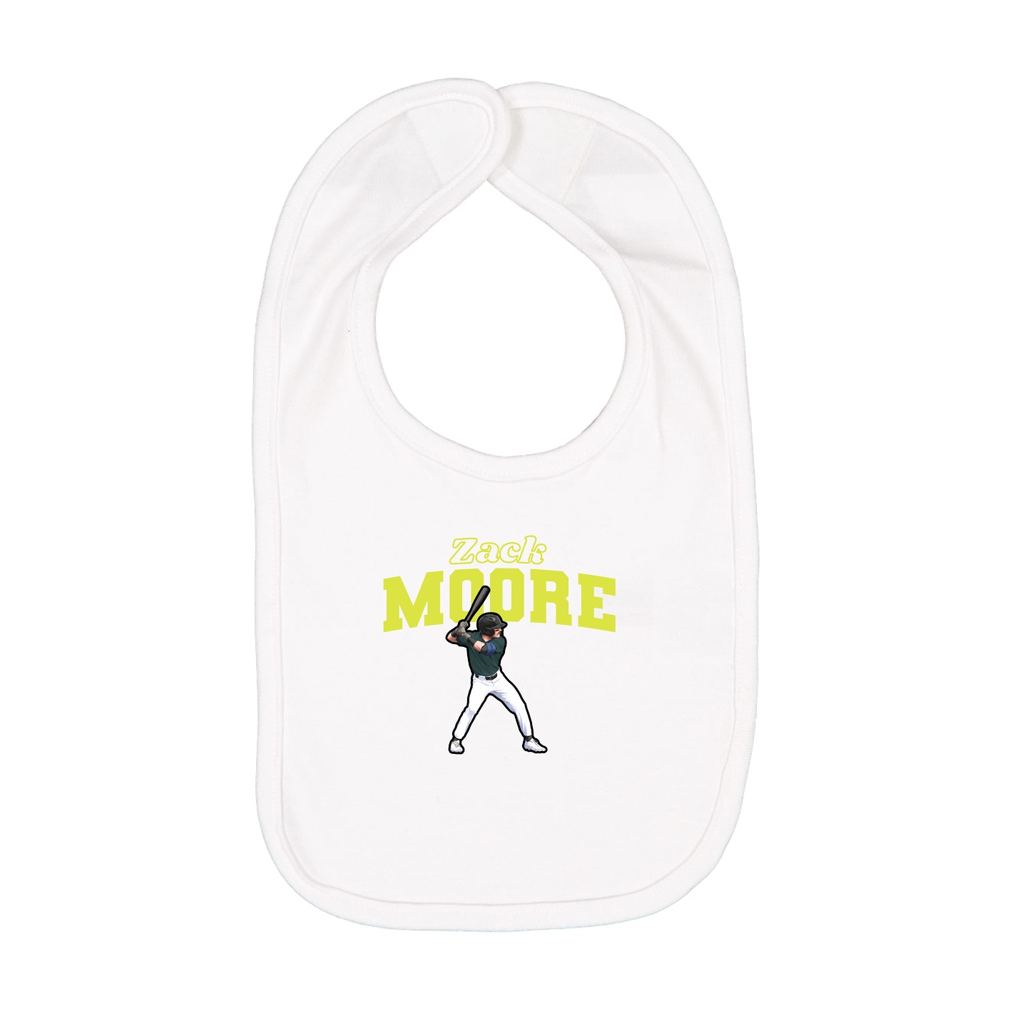 Infant Bib — Name Arch in White