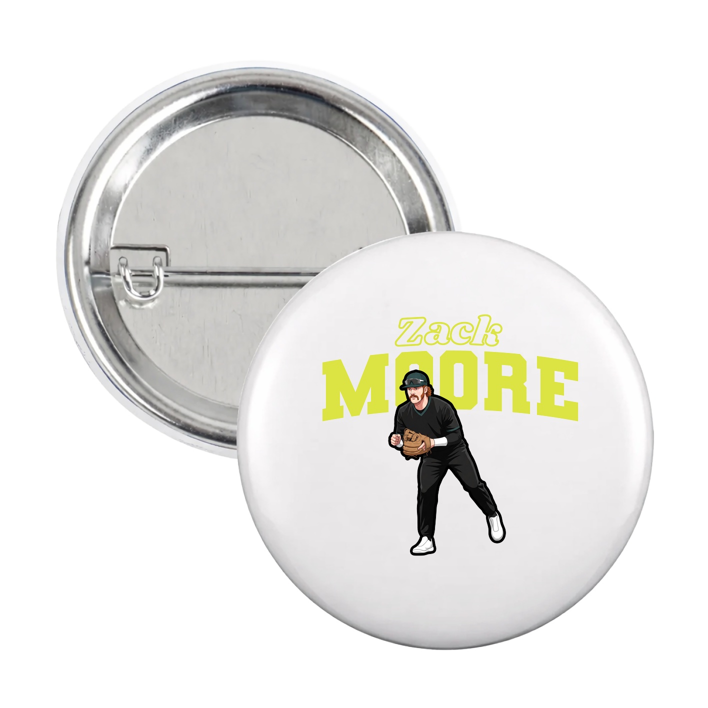 Game Day Button — Name Arch in White
