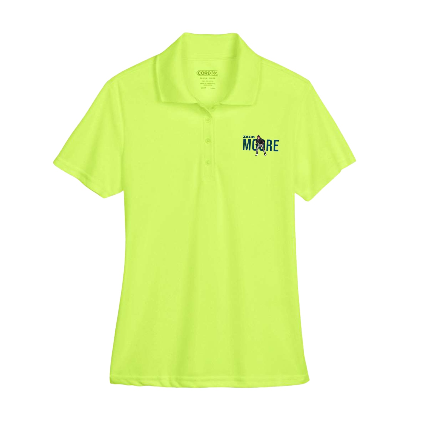 Womens Performance Polo — Player Name in Yellow