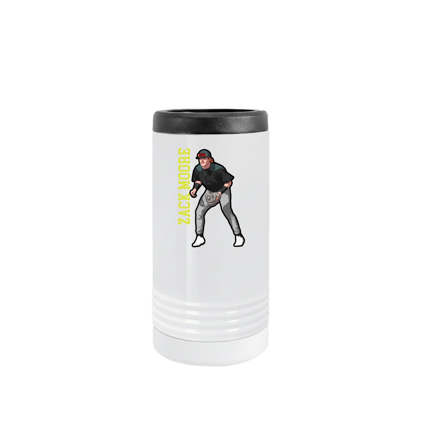 Slim Beverage Holder — Name Vertical in White