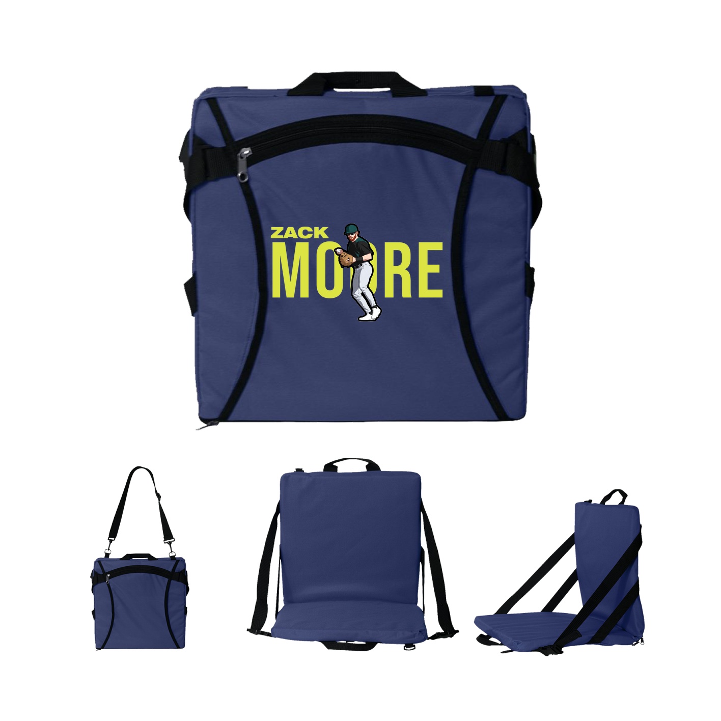 Folding Stadium Seat — Player Name in Navy
