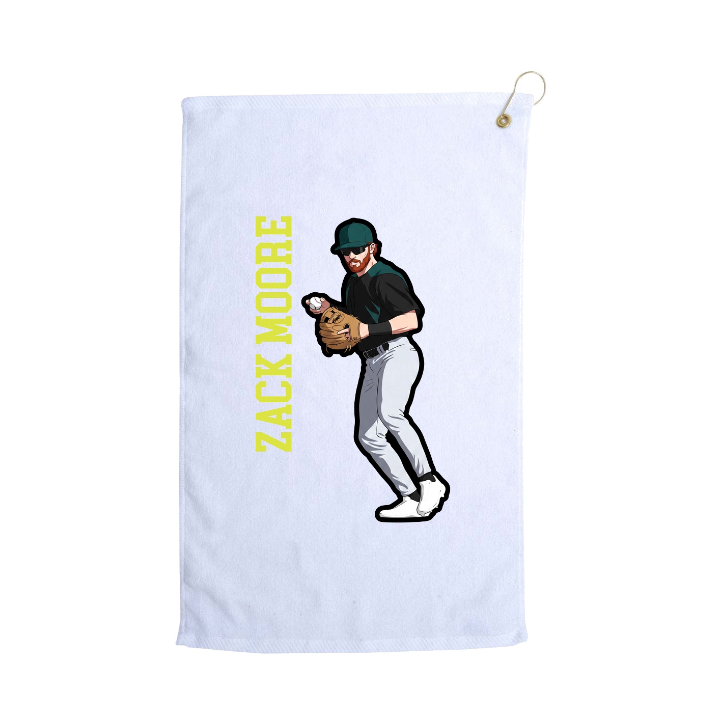 Golf Towel — Name Vertical in White