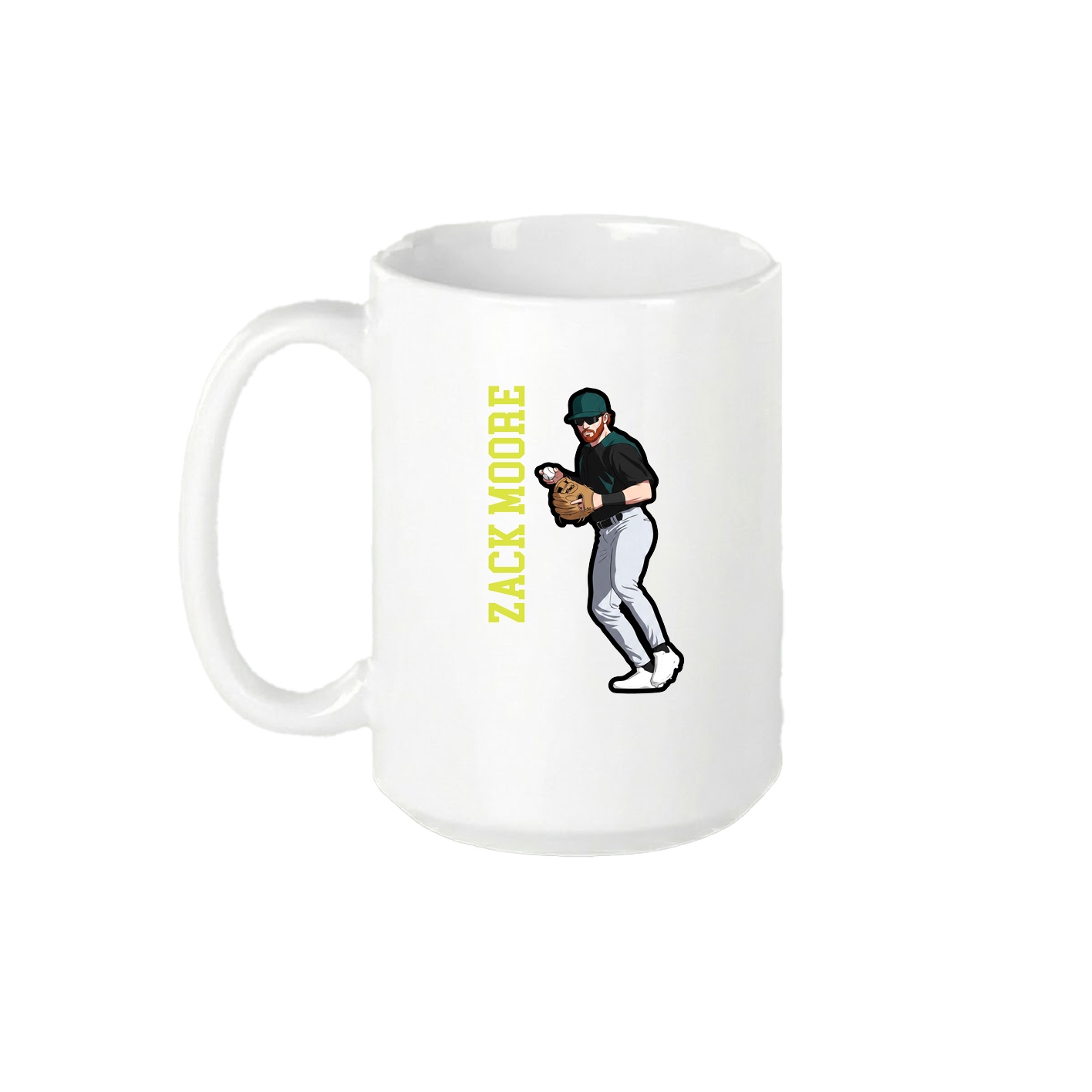 15oz Coffee Mug — Name Vertical in White
