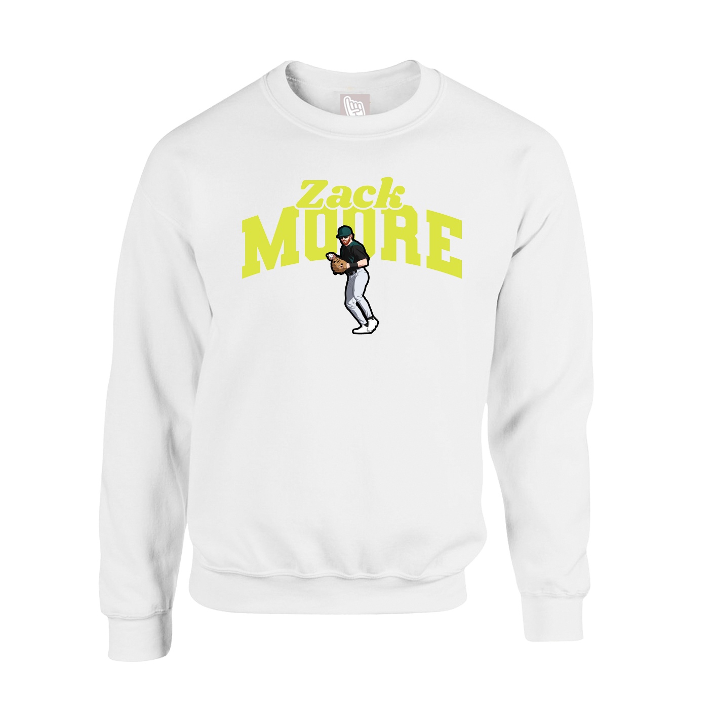 Fleece Crew — Signature Arch in White