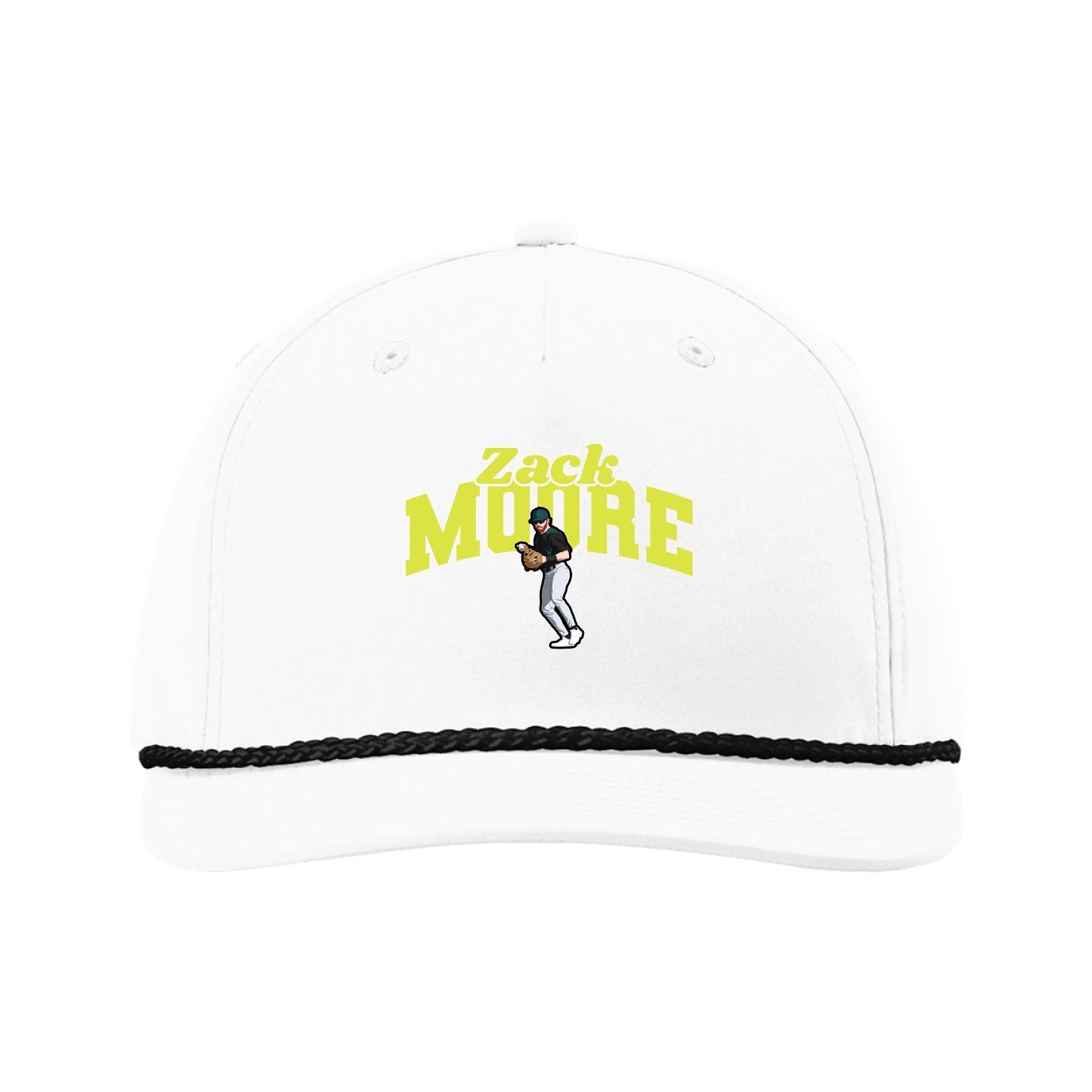 Five-Panel Classic Rope Cap — Signature Arch in White