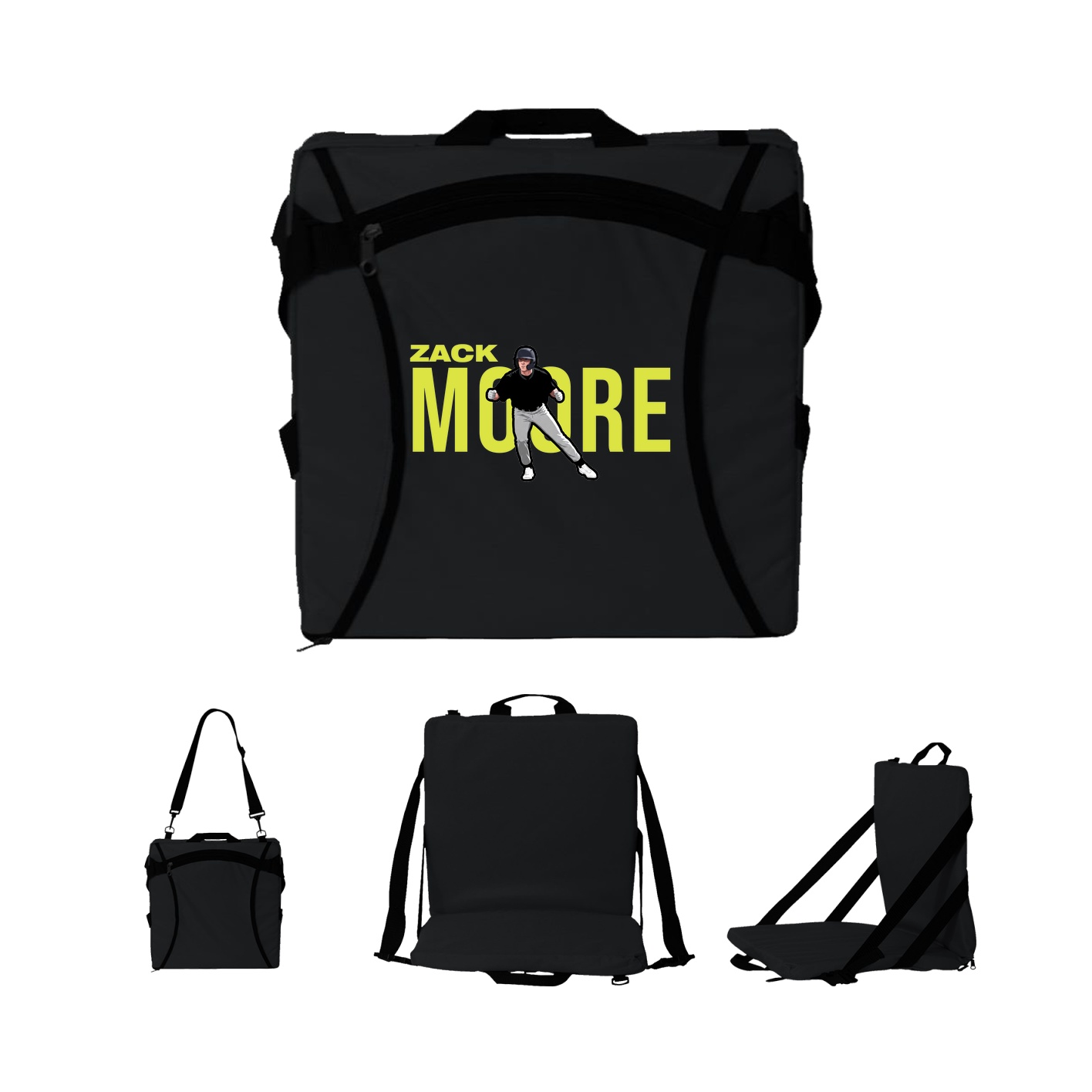 Folding Stadium Seat — Player Name in Black