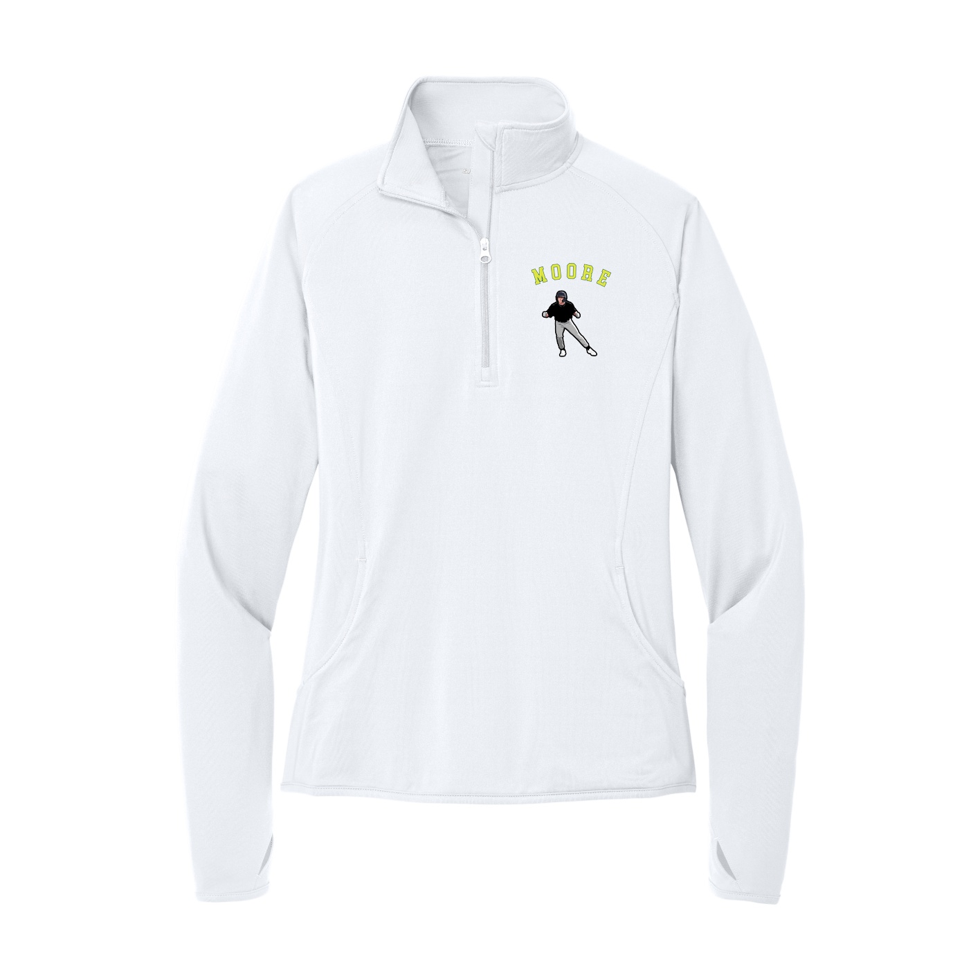Women's Q-Zip Pullover — Shirsey Arch in White