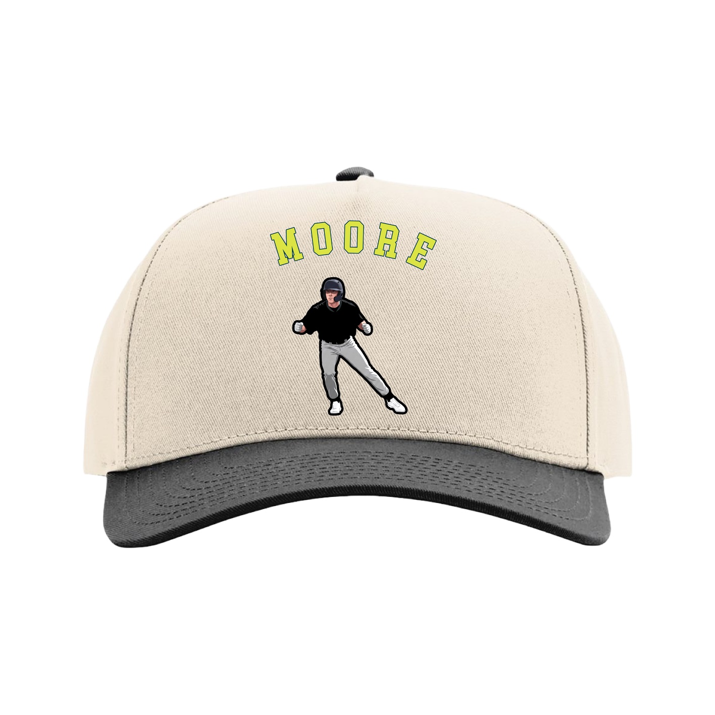 Full Fabric Five-Panel Champ Cap — Shirsey Arch in Cream/Black