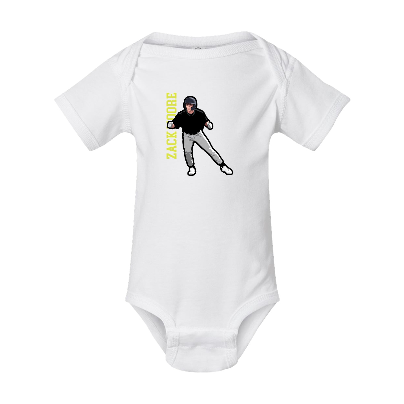 Baby Onesie — Name Vertical in White