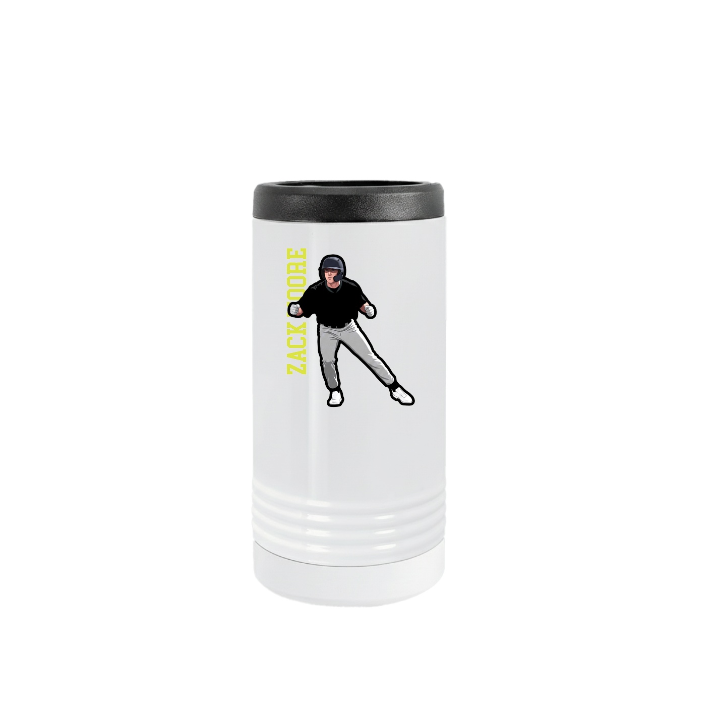 Slim Beverage Holder — Name Vertical in White