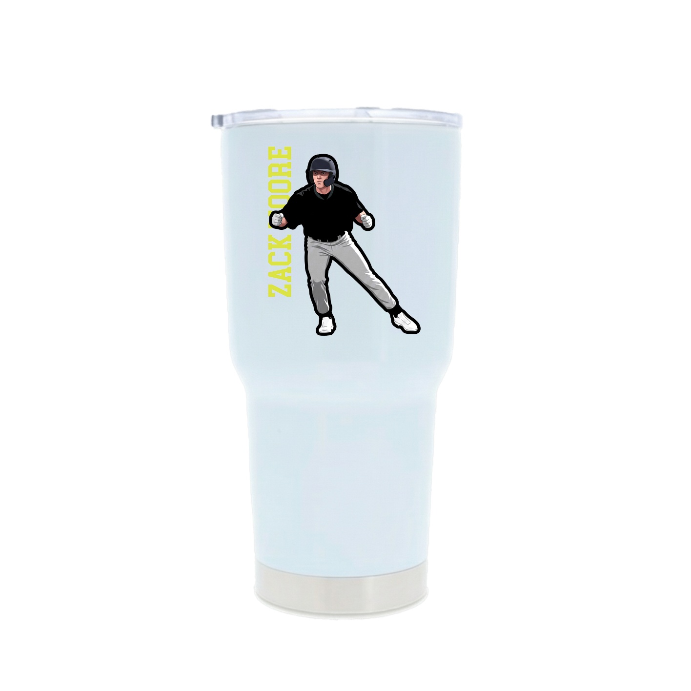 30oz Stainless Steel Tumbler — Name Vertical in White