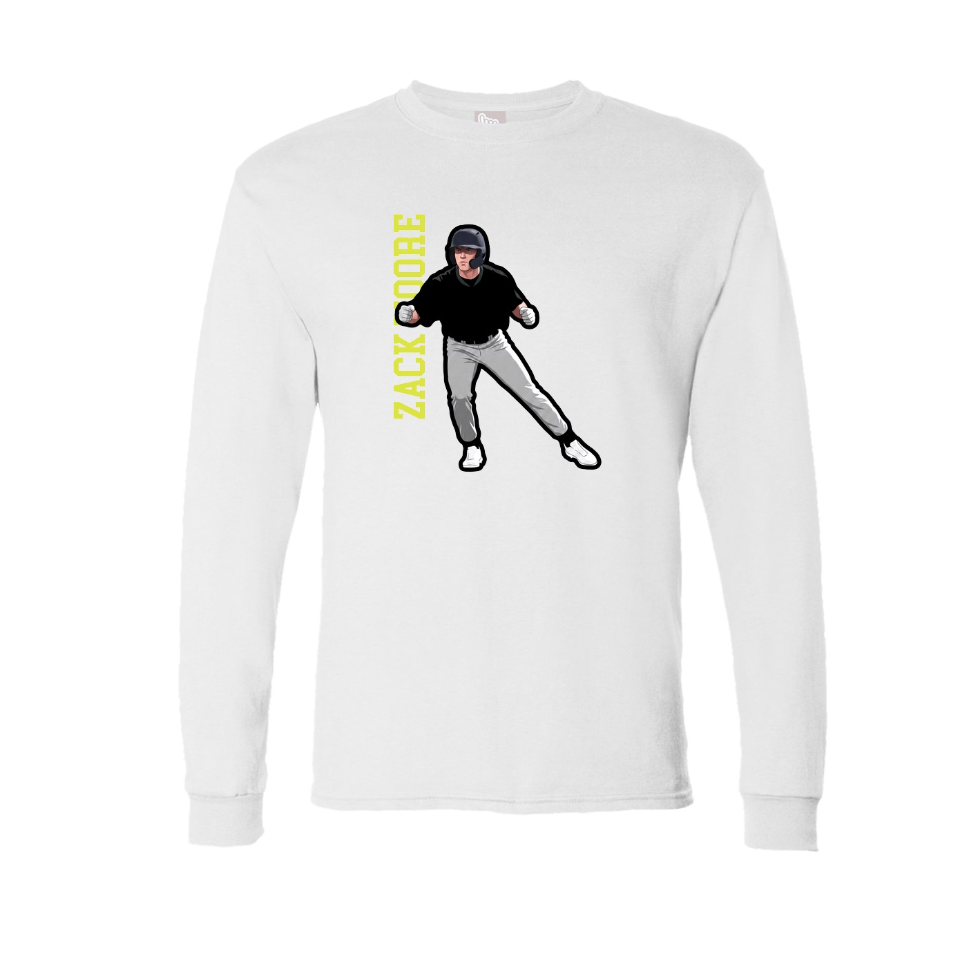 Long Sleeve Tee — Name Vertical in White