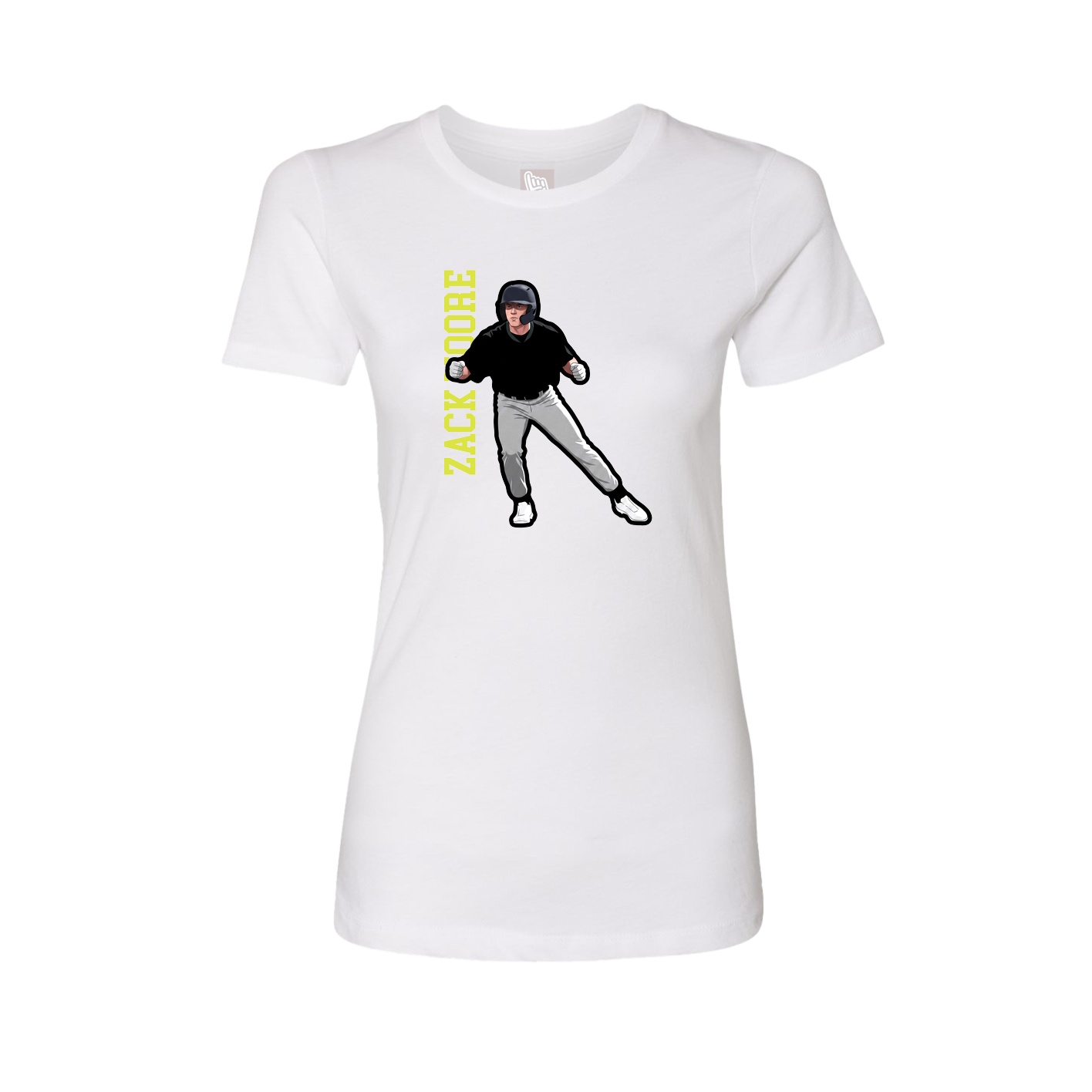 Womens Tee — Name Vertical in White