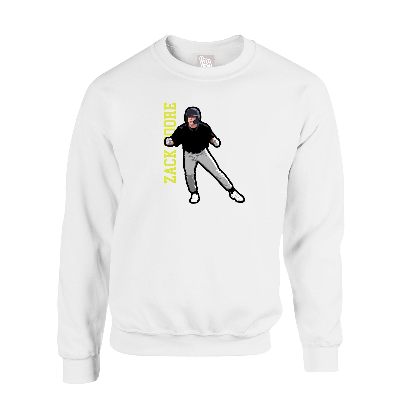 Fleece Crew — Name Vertical in White