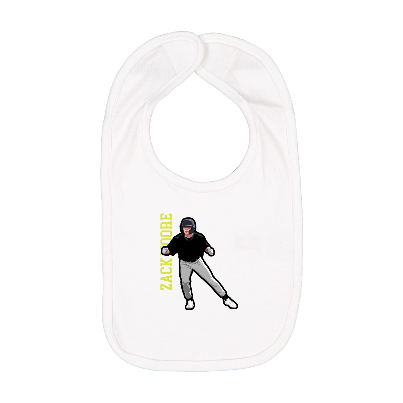 Infant Bib — Name Vertical in White