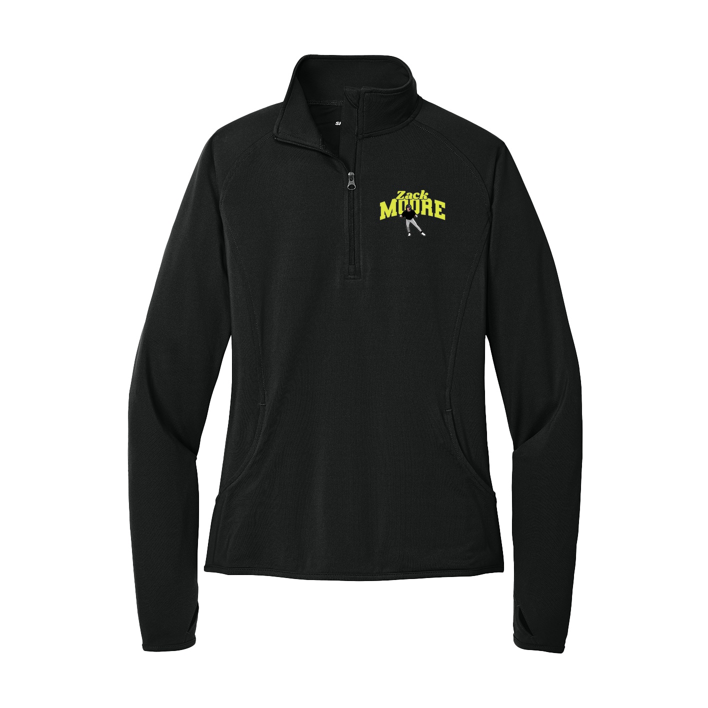 Women's Q-Zip Pullover — Signature Arch in Black