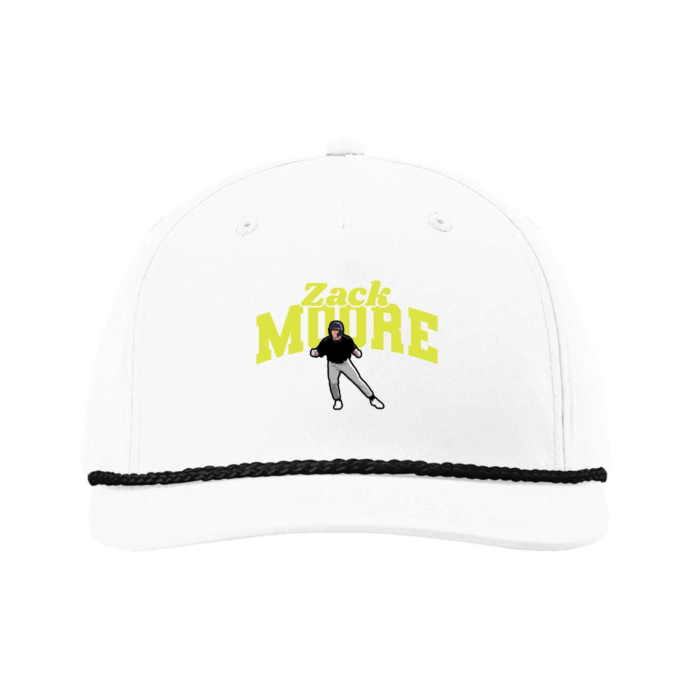 Five-Panel Classic Rope Cap — Signature Arch in White