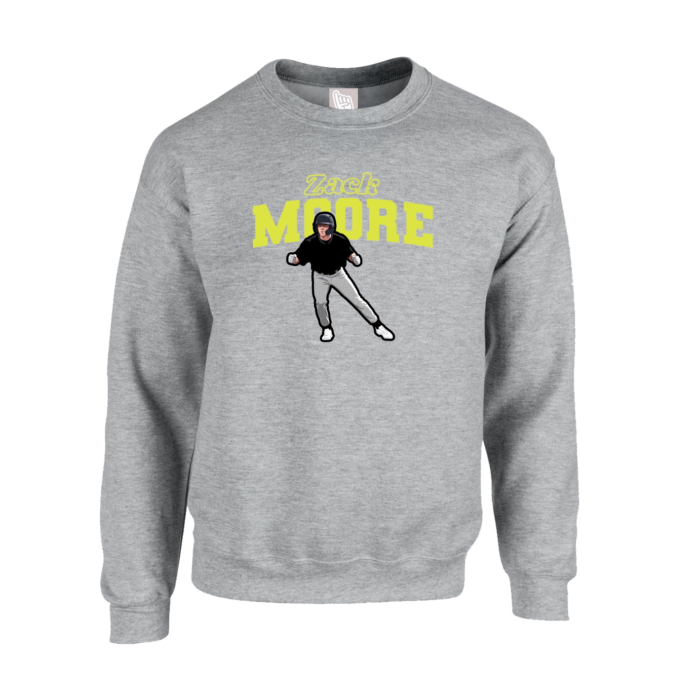 Fleece Crew — Name Arch in Grey