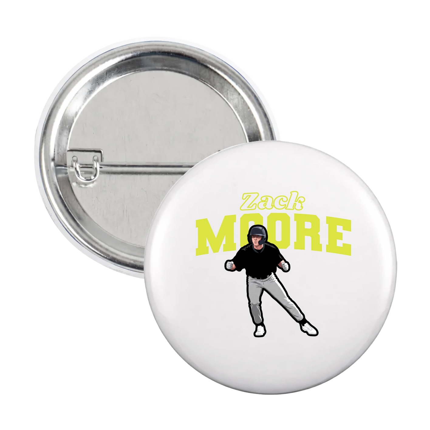 Game Day Button — Name Arch in White