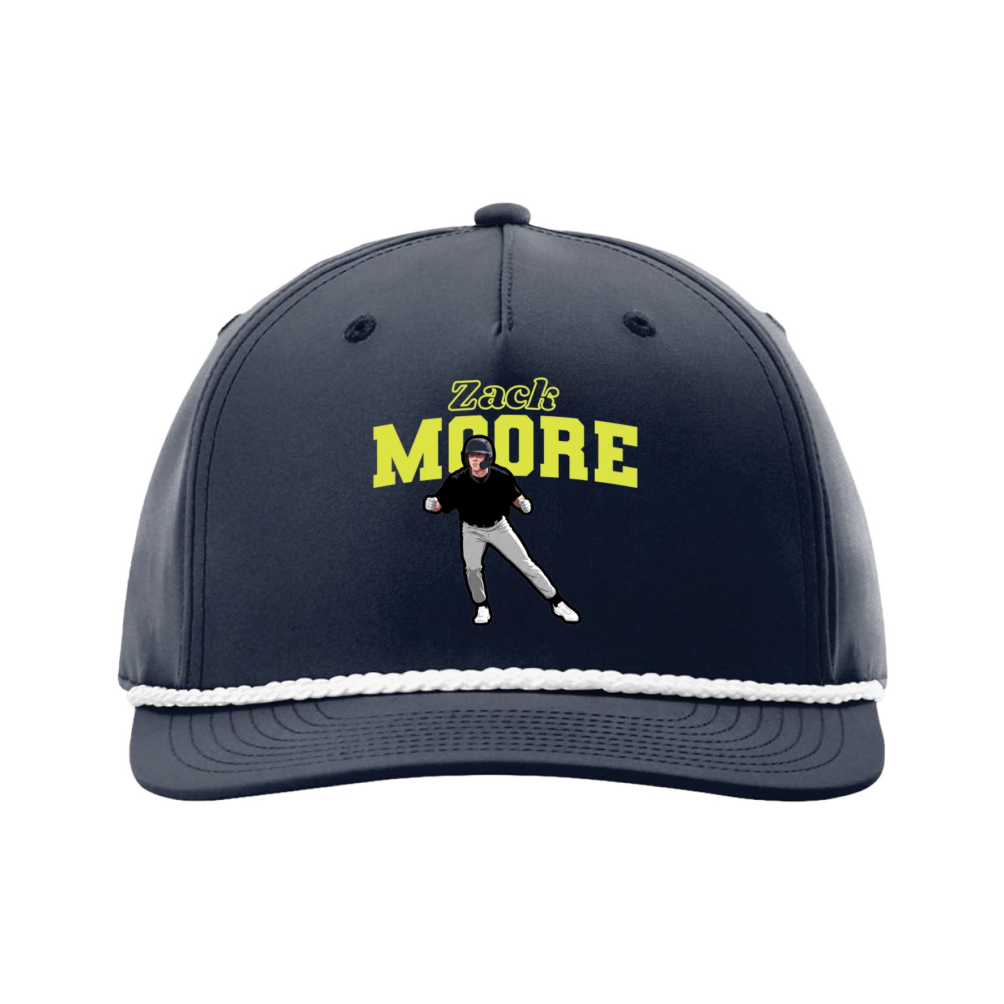 Five-Panel Classic Rope Cap — Name Arch in Navy