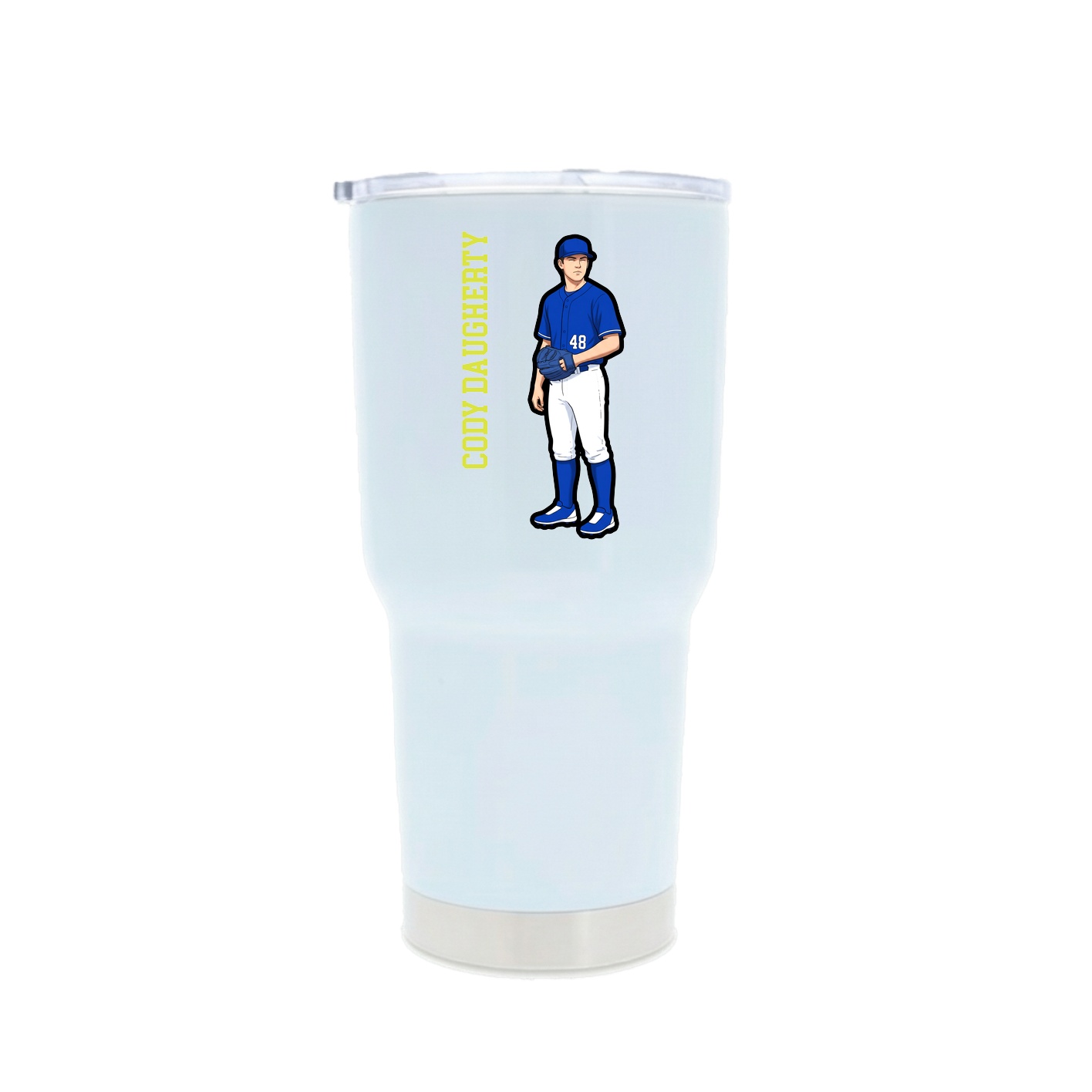 30oz Stainless Steel Tumbler — Name Vertical in White