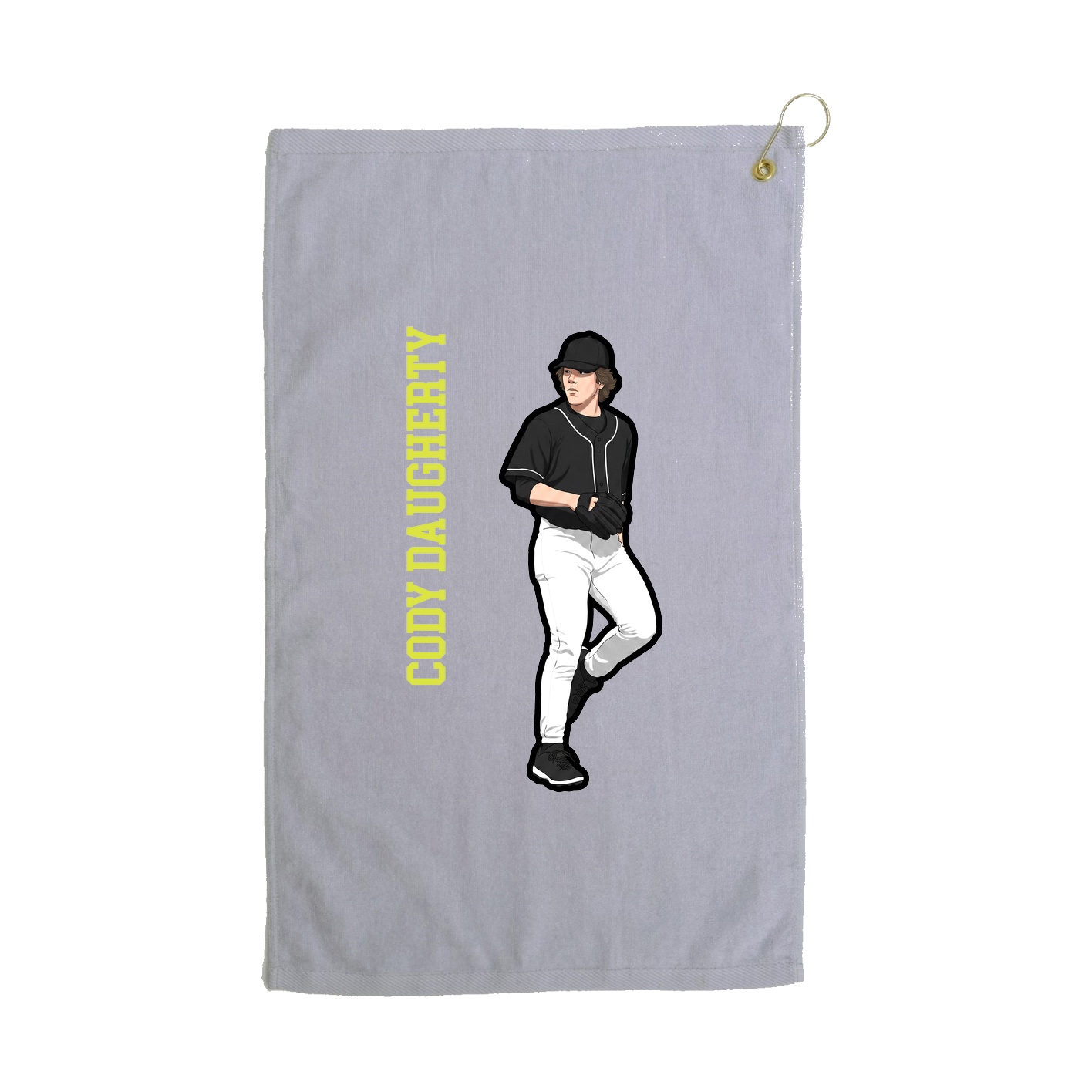 Golf Towel — Name Vertical in Grey