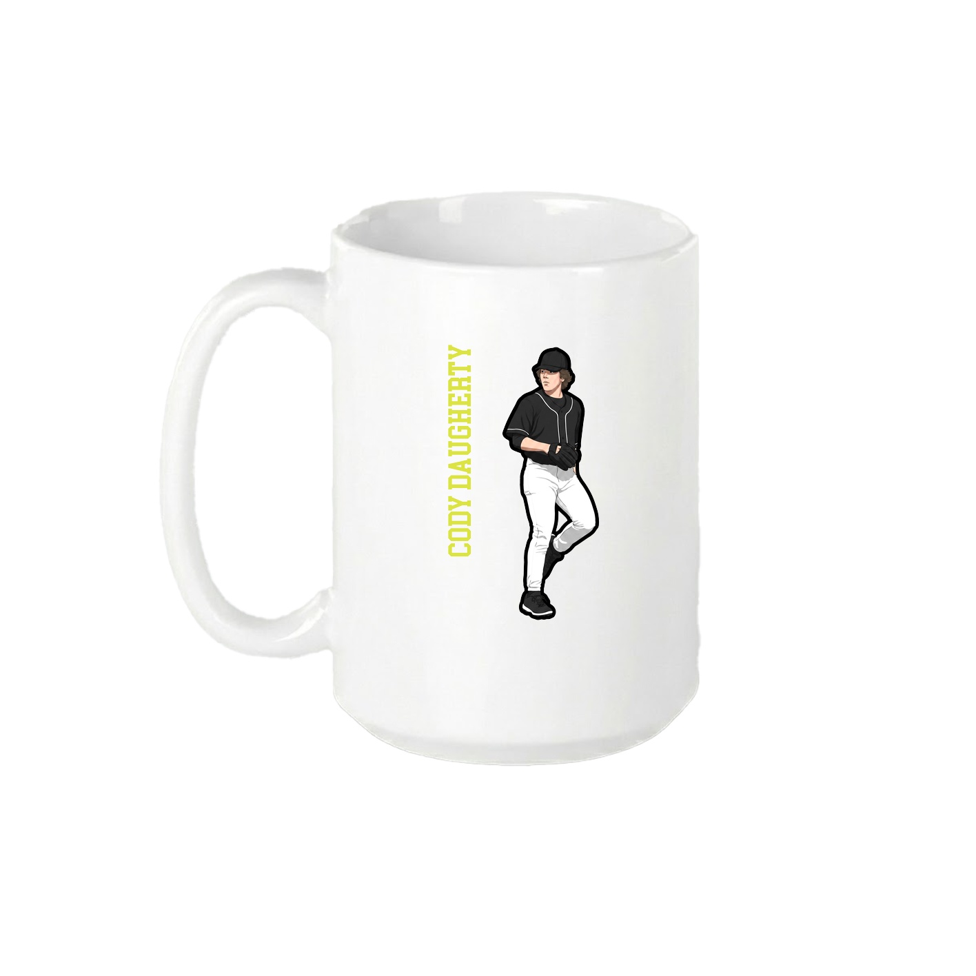 15oz Coffee Mug — Name Vertical in White