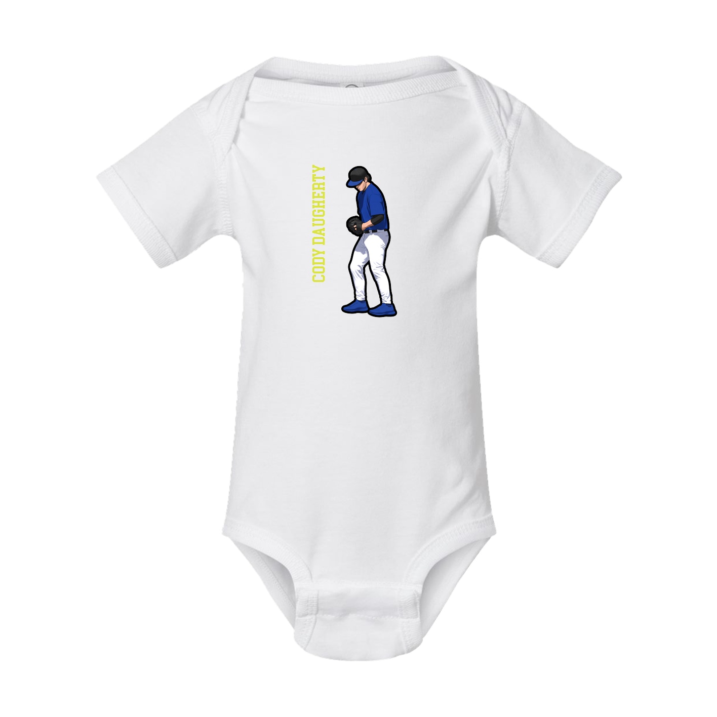 Baby Onesie — Name Vertical in White